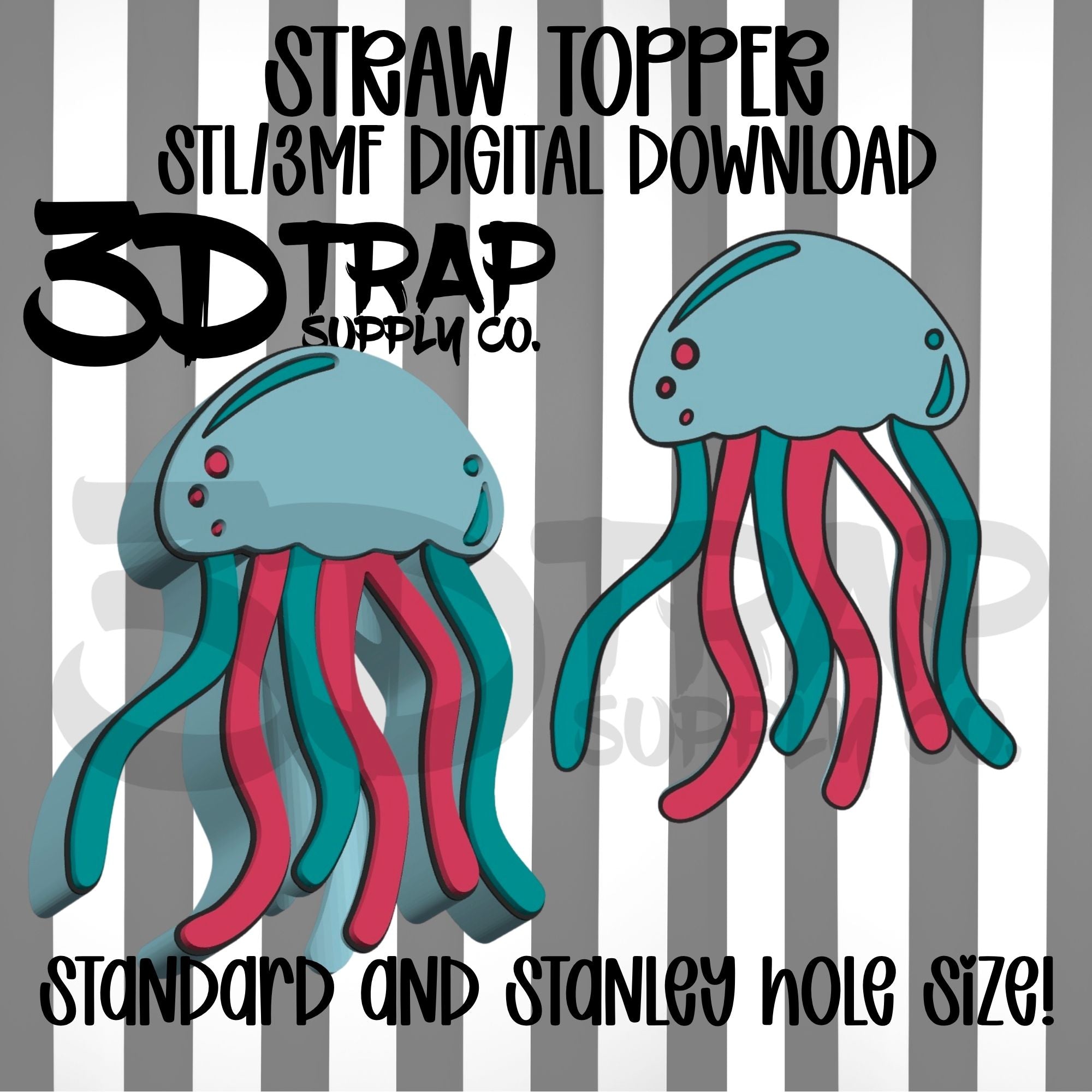 Jelly Fish Can Straw topper STL/3MF