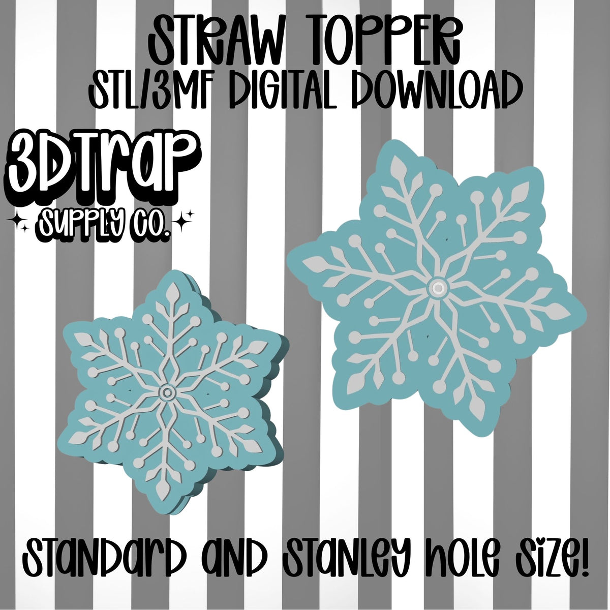 Snowflake Straw topper STL/3MF