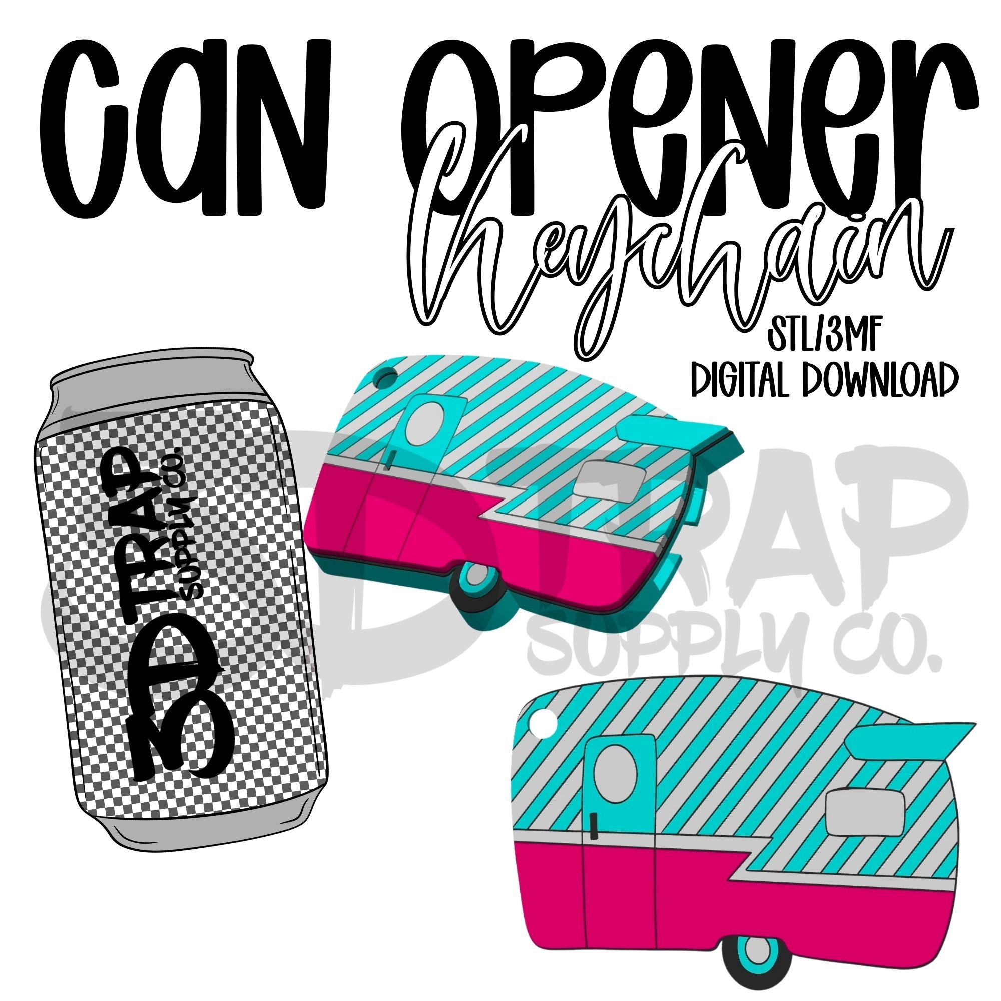 Camper Can Opener Keychain STL/3MF