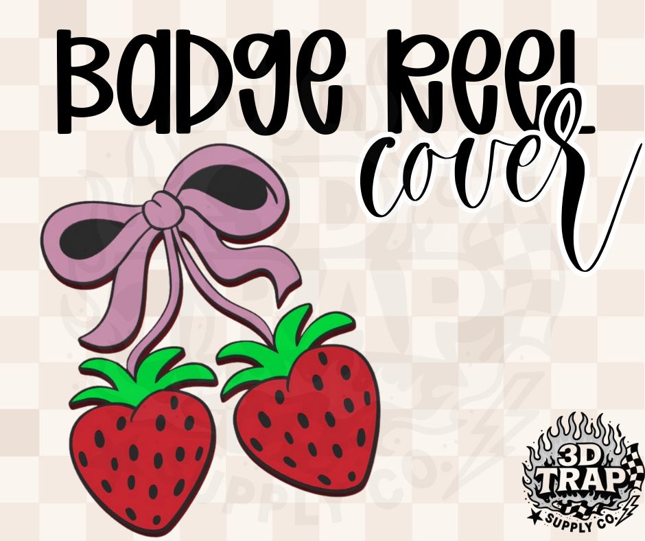 Straw berry Cherries Badge Reel Cover Glue On | 3D Printed Badge Topper | Work ID Accessory
