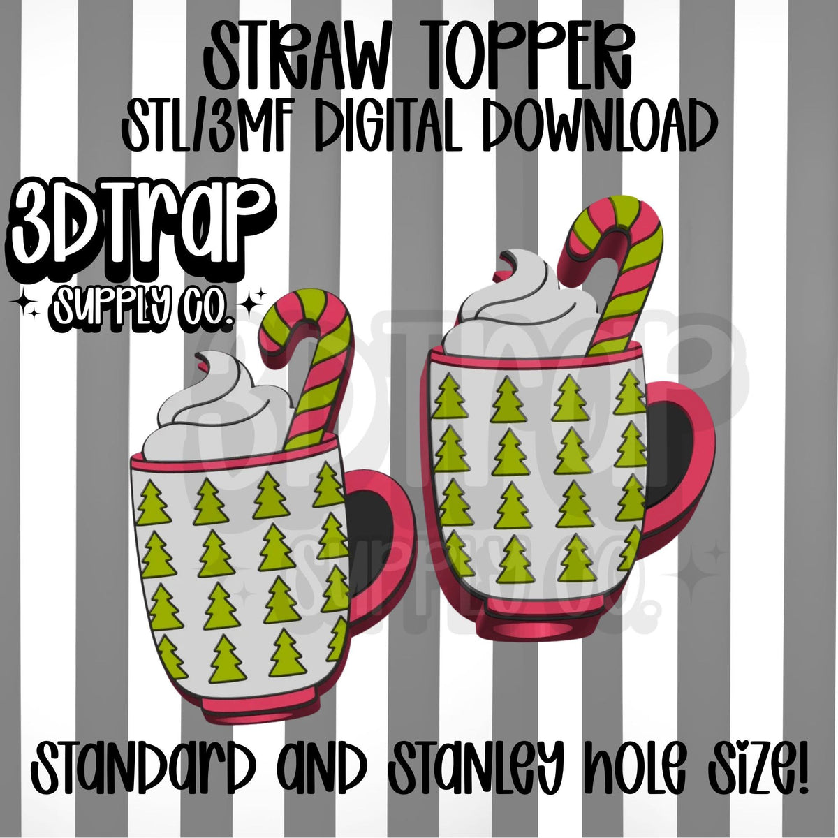 Christmas Mug Straw topper STL/3MF