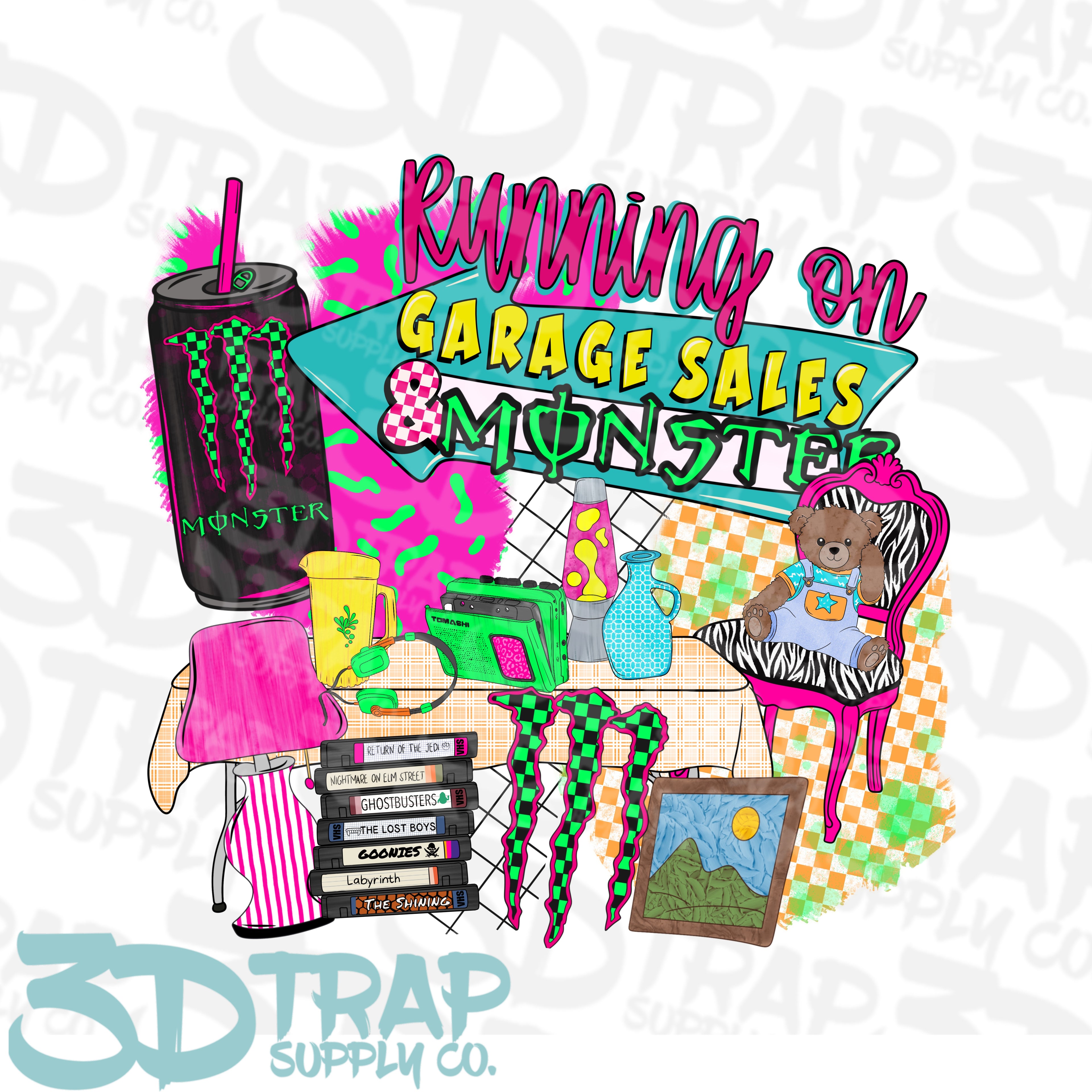 Running on garage sales and drink   Digital T-Shirt Design PNG |  Instant Download