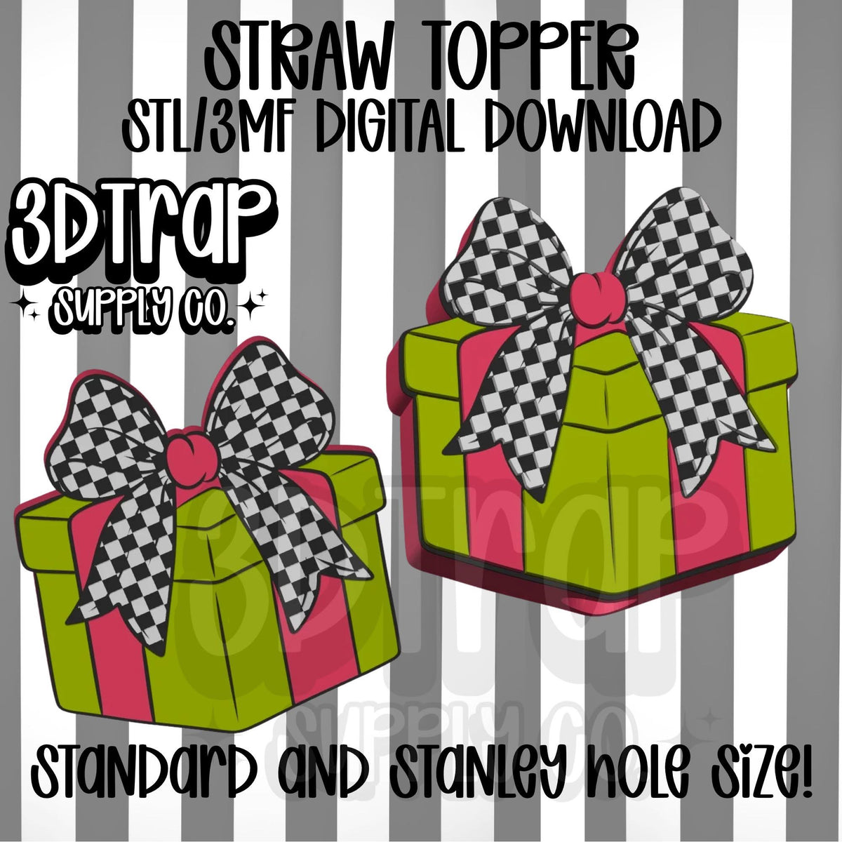 Checker Gift Straw topper STL/3MF