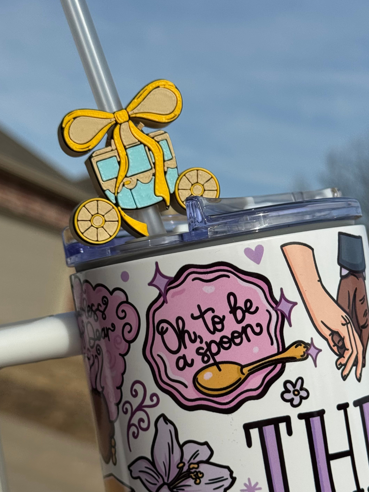 Carriage  3D Printed Straw Topper | Reusable Cup Accessory | Tumbler Straw hugger