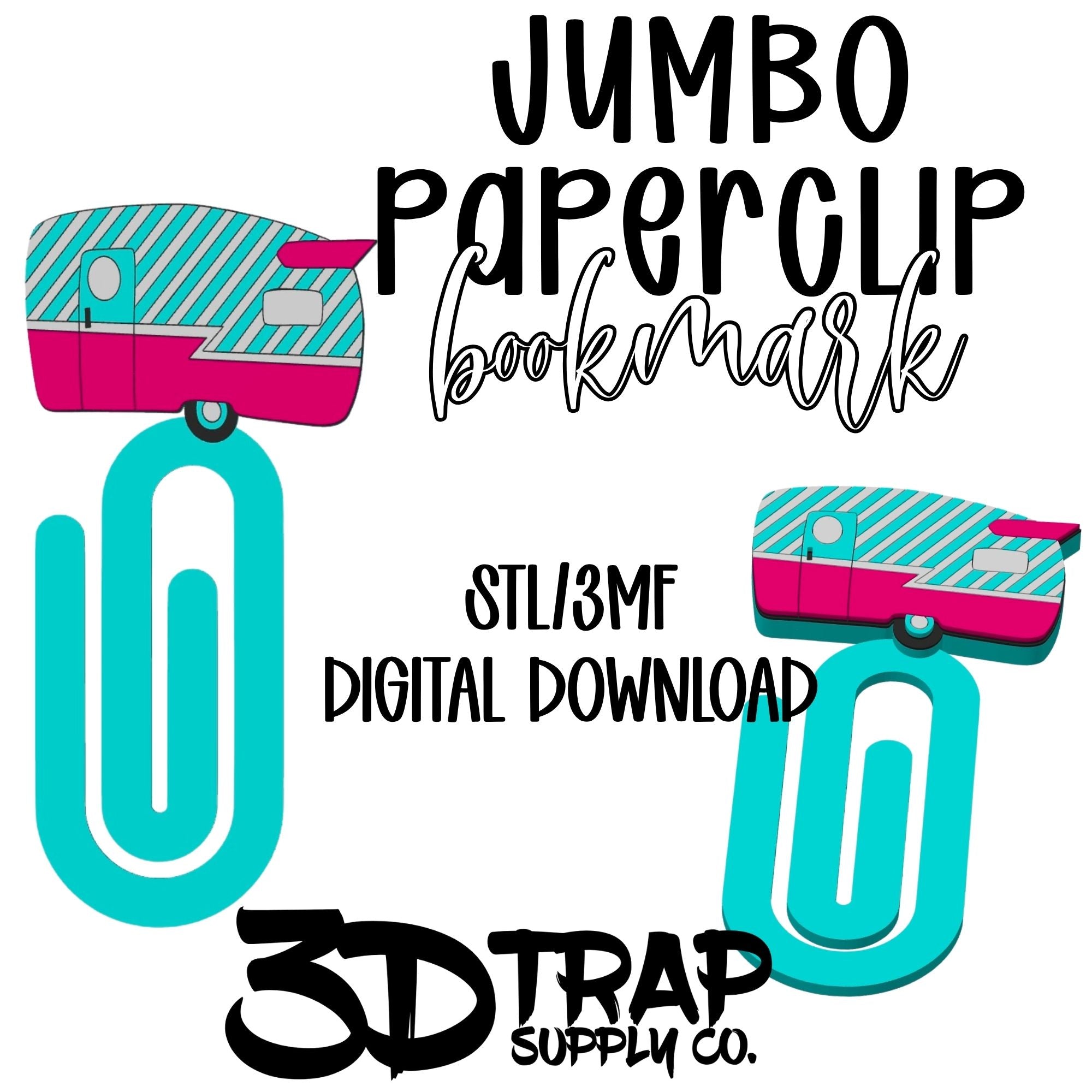 Camper Paperclip Bookmark STL/3MF