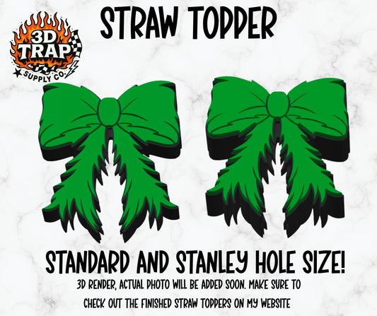 Green Bow Straw Topper