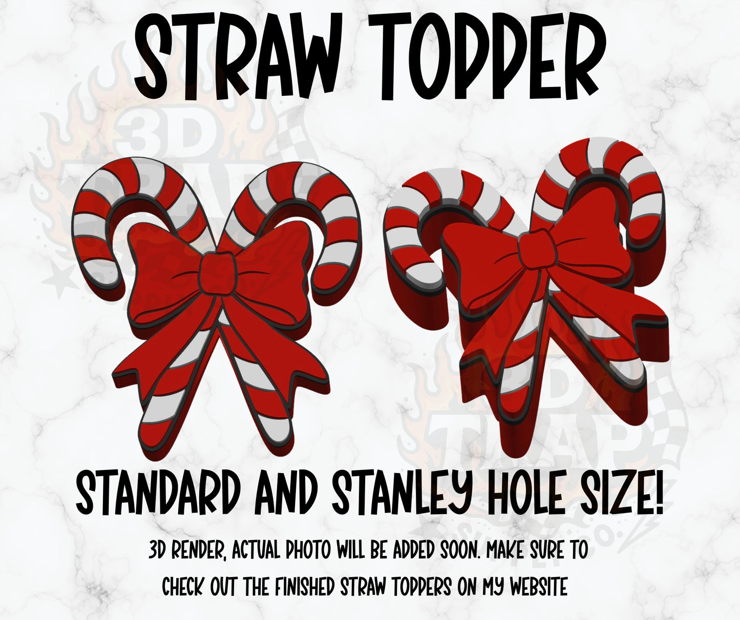 Candy Cane Bow  Straw Topper
