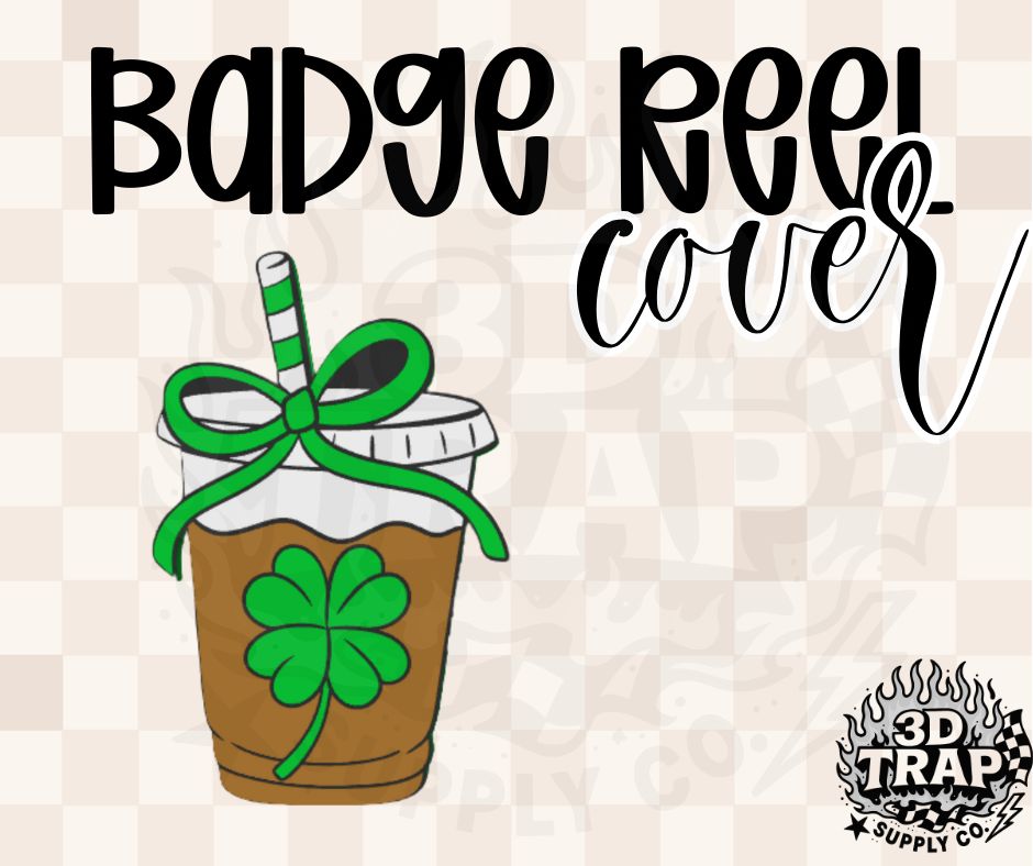 Shamrock Iced Coffee Badge Reel Cover Glue On | 3D Printed Badge Topper | Work ID Accessory