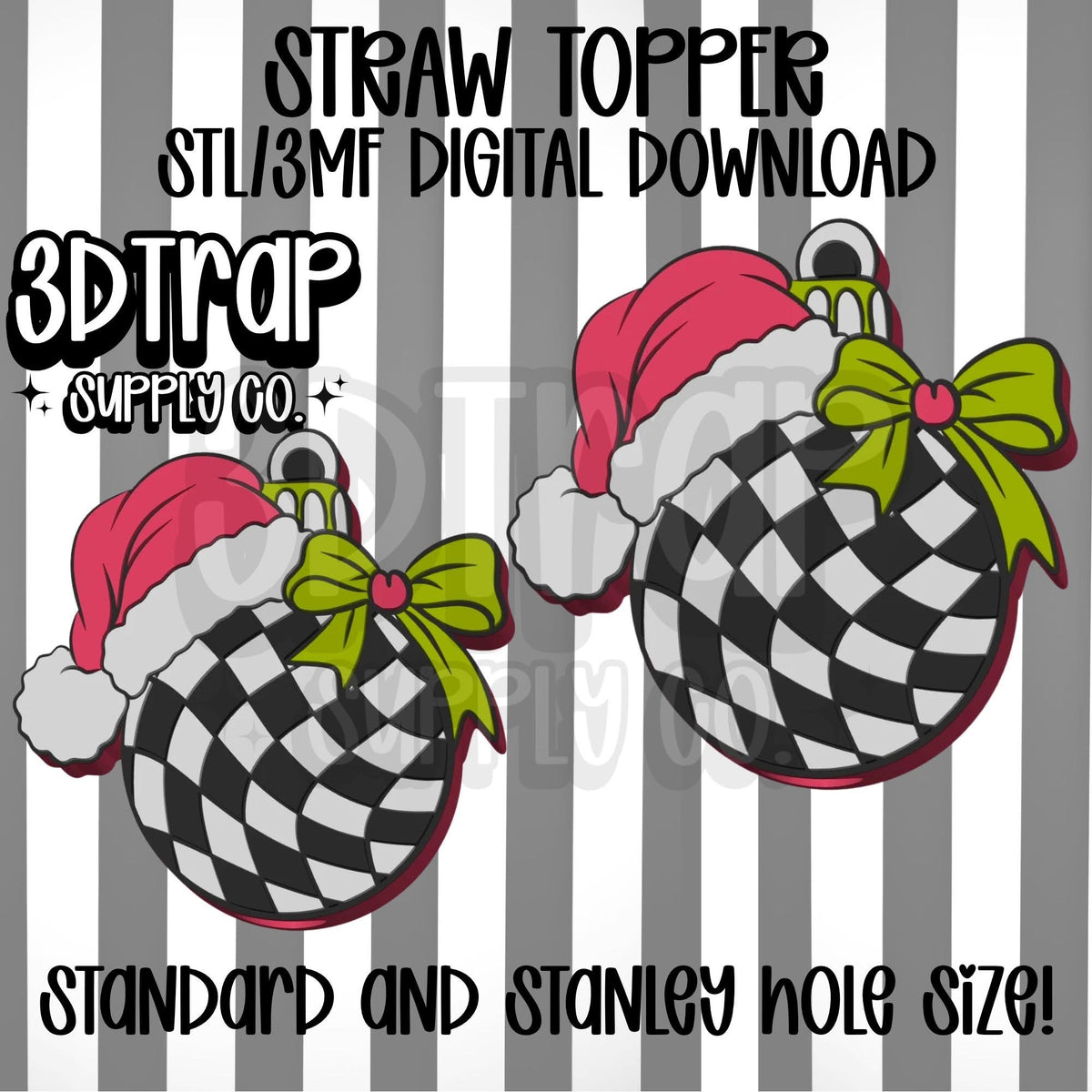 Christmas Ornament Straw topper STL/3MF