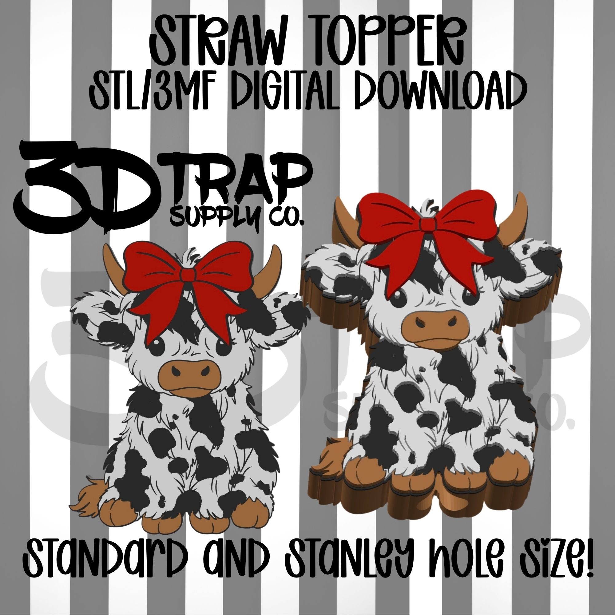 HL Cow  Bow Straw topper STL/3MF
