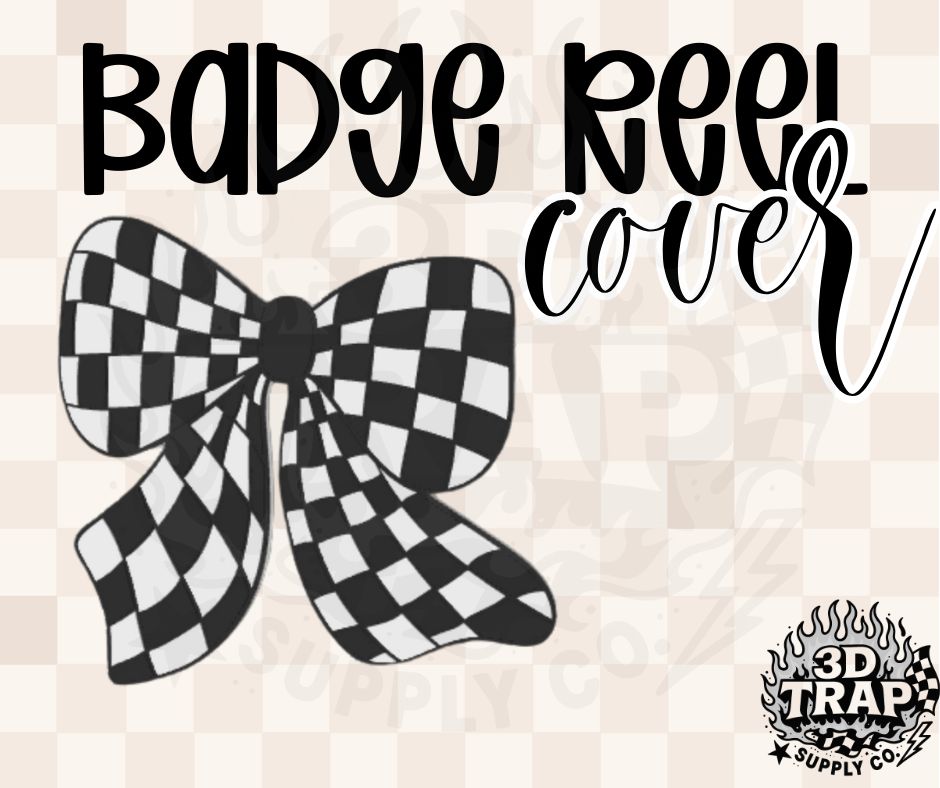 Checker Bow Badge Reel Cover Glue On | 3D Printed Badge Topper | Work ID Accessory
