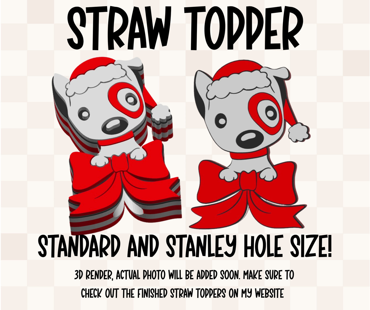 White and Red X-mas  Straw Topper