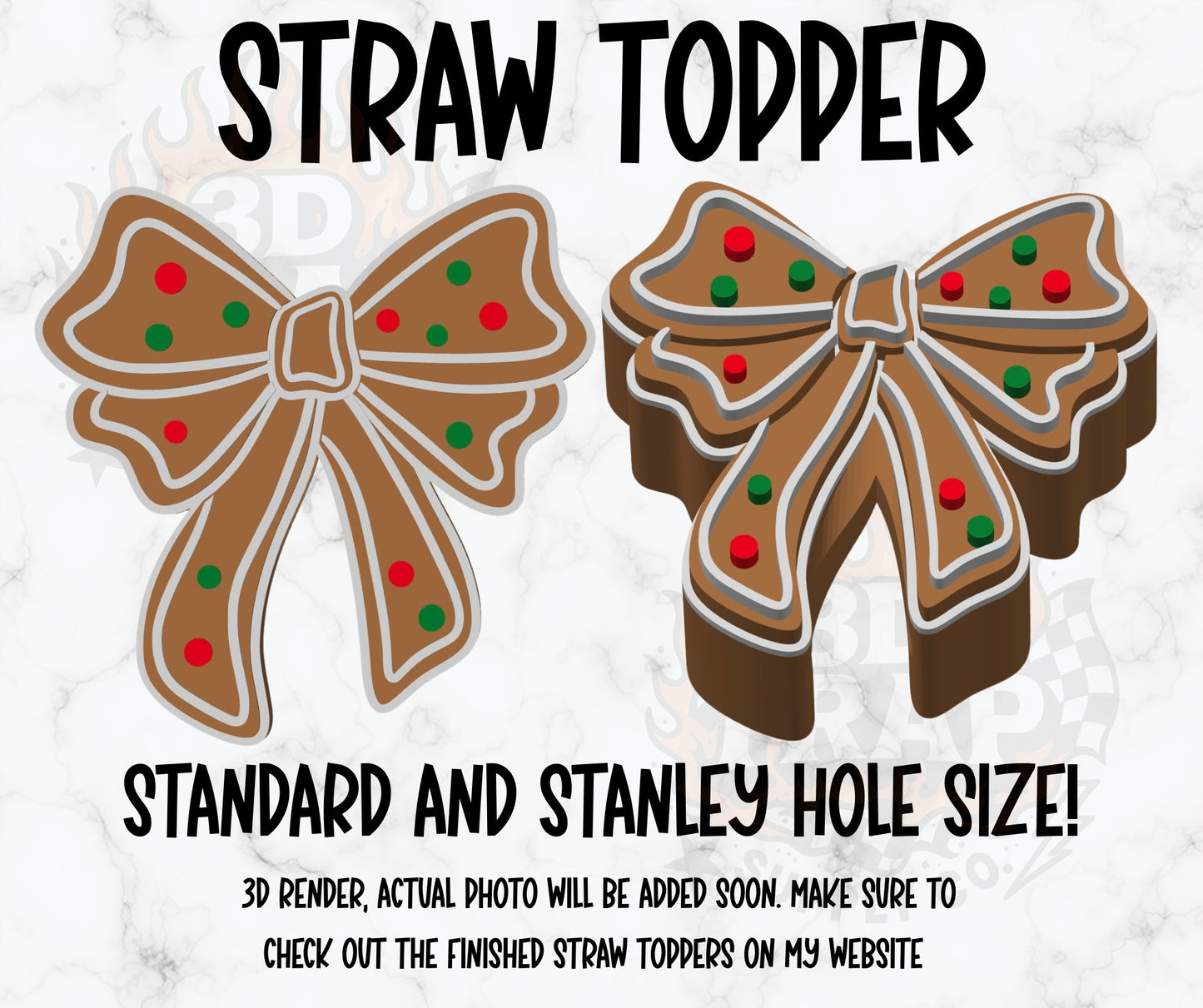 Gingerbread Bow Straw Topper