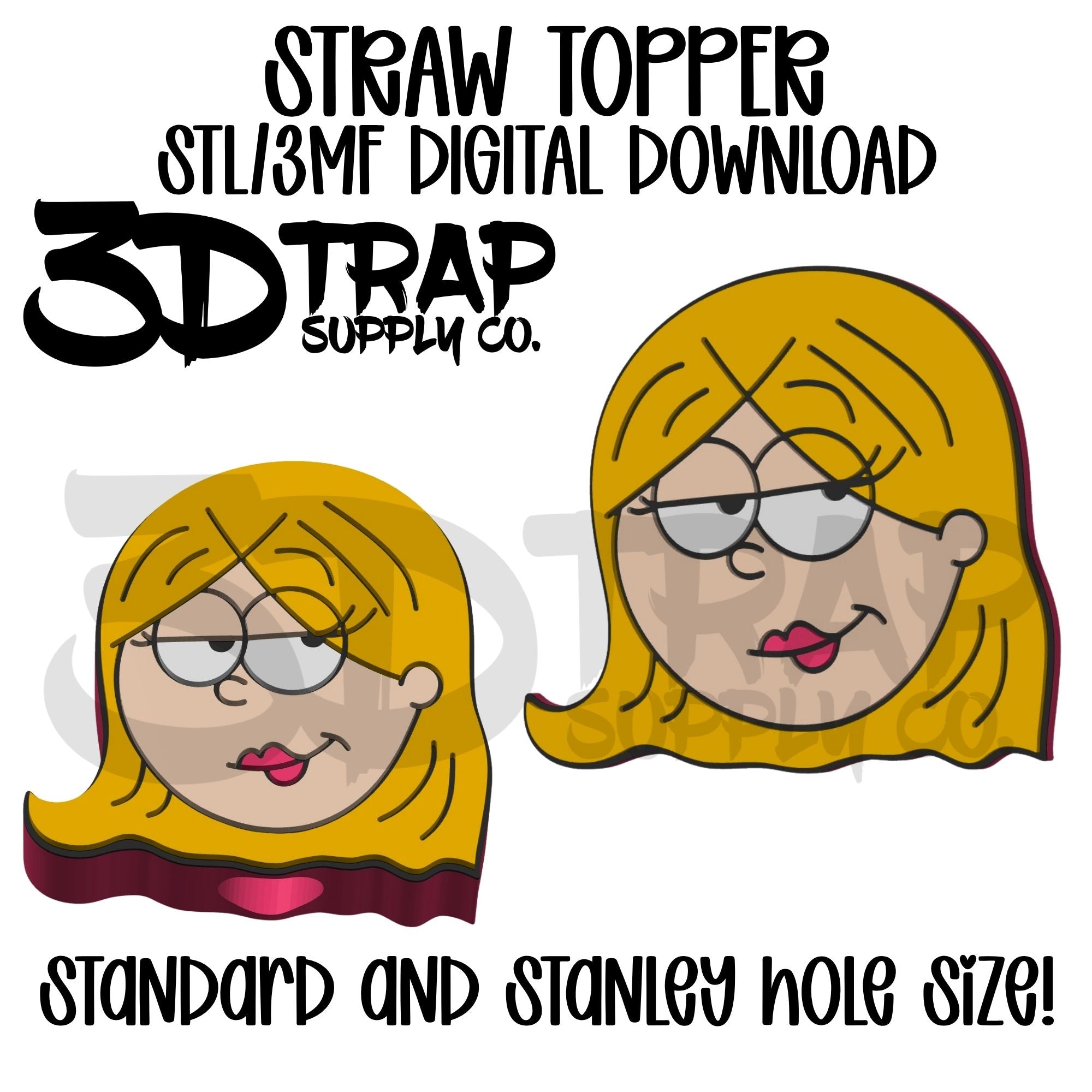 Girl Straw topper STL/3MF