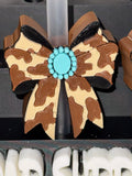 Cow hide concha bow Straw Topper