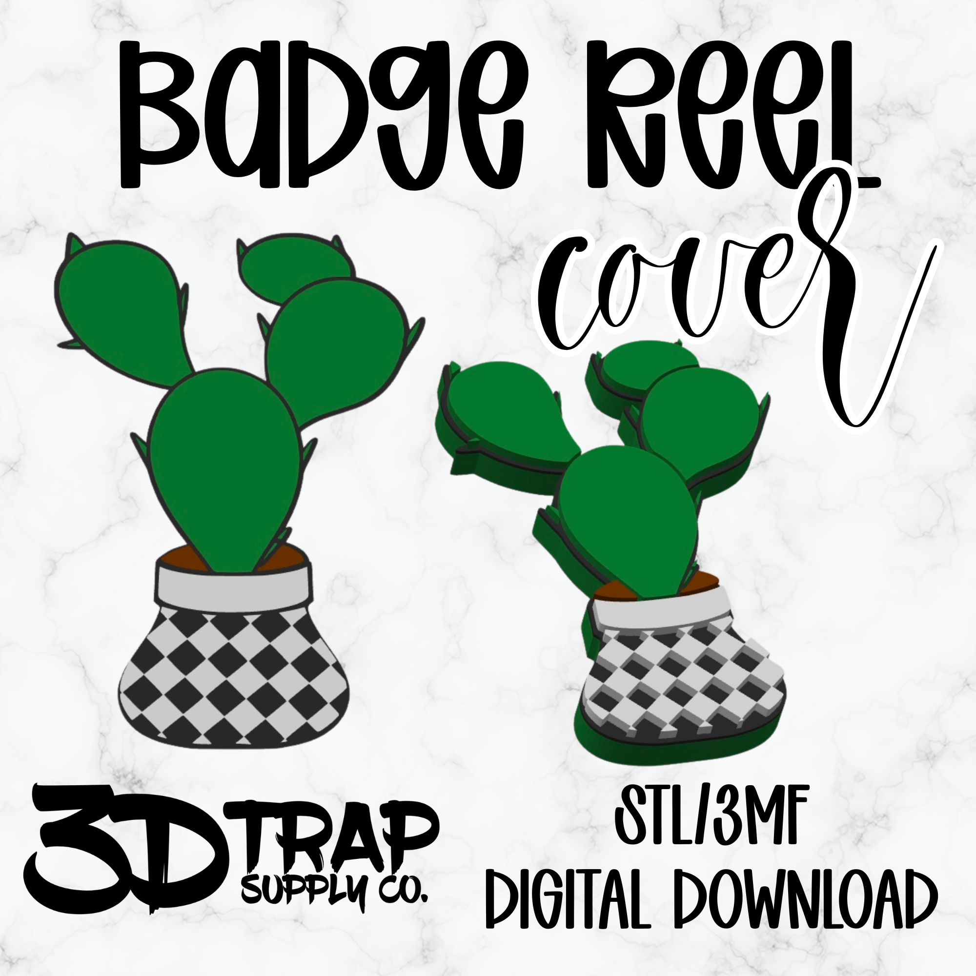 Cactus Badge Reel Cover Topper STL/3MF