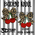 Leopard Bow Cherries  Badge Reel Cover Topper STL/3MF