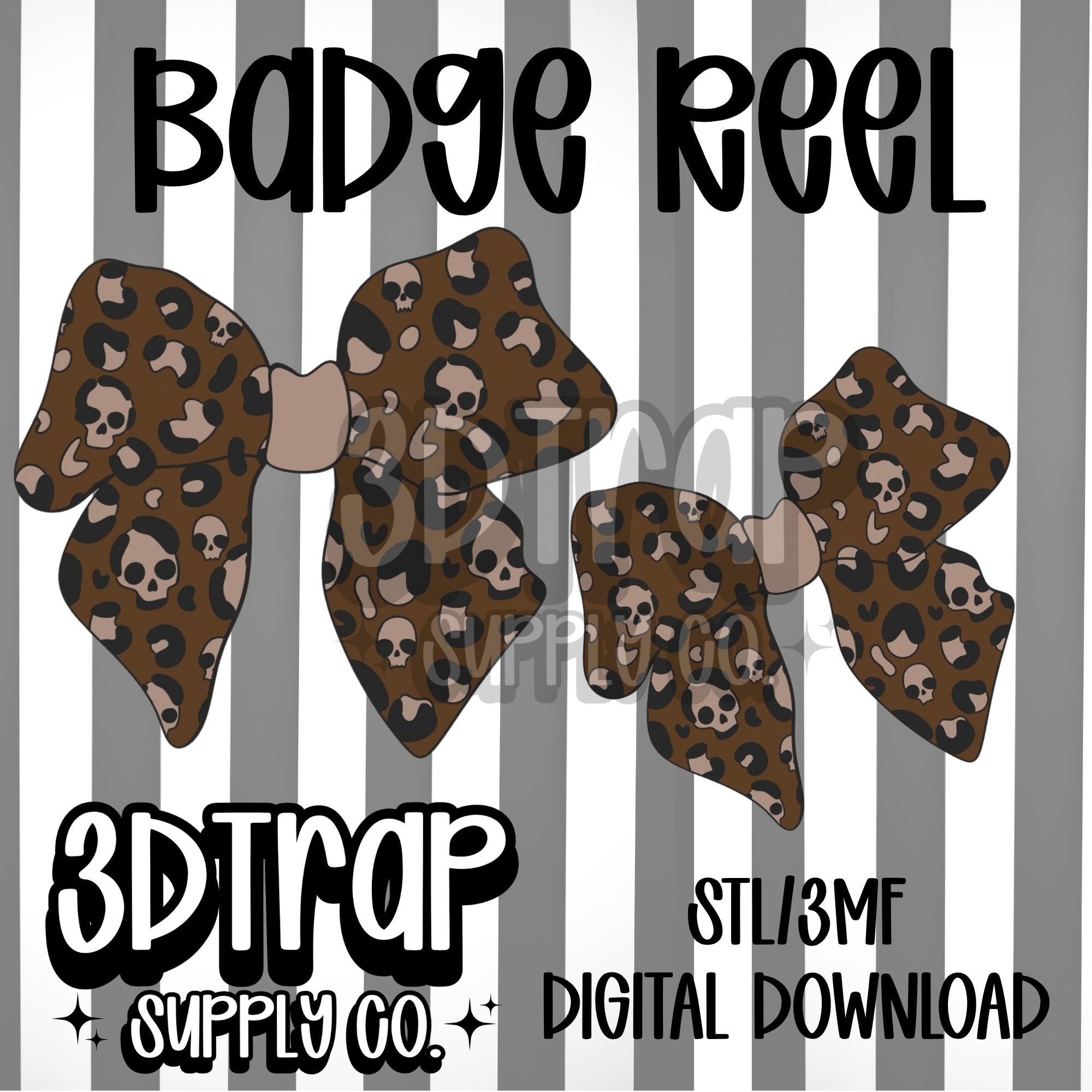 Cheetah Skull Bow Badge Reel Cover Topper STL/3MF