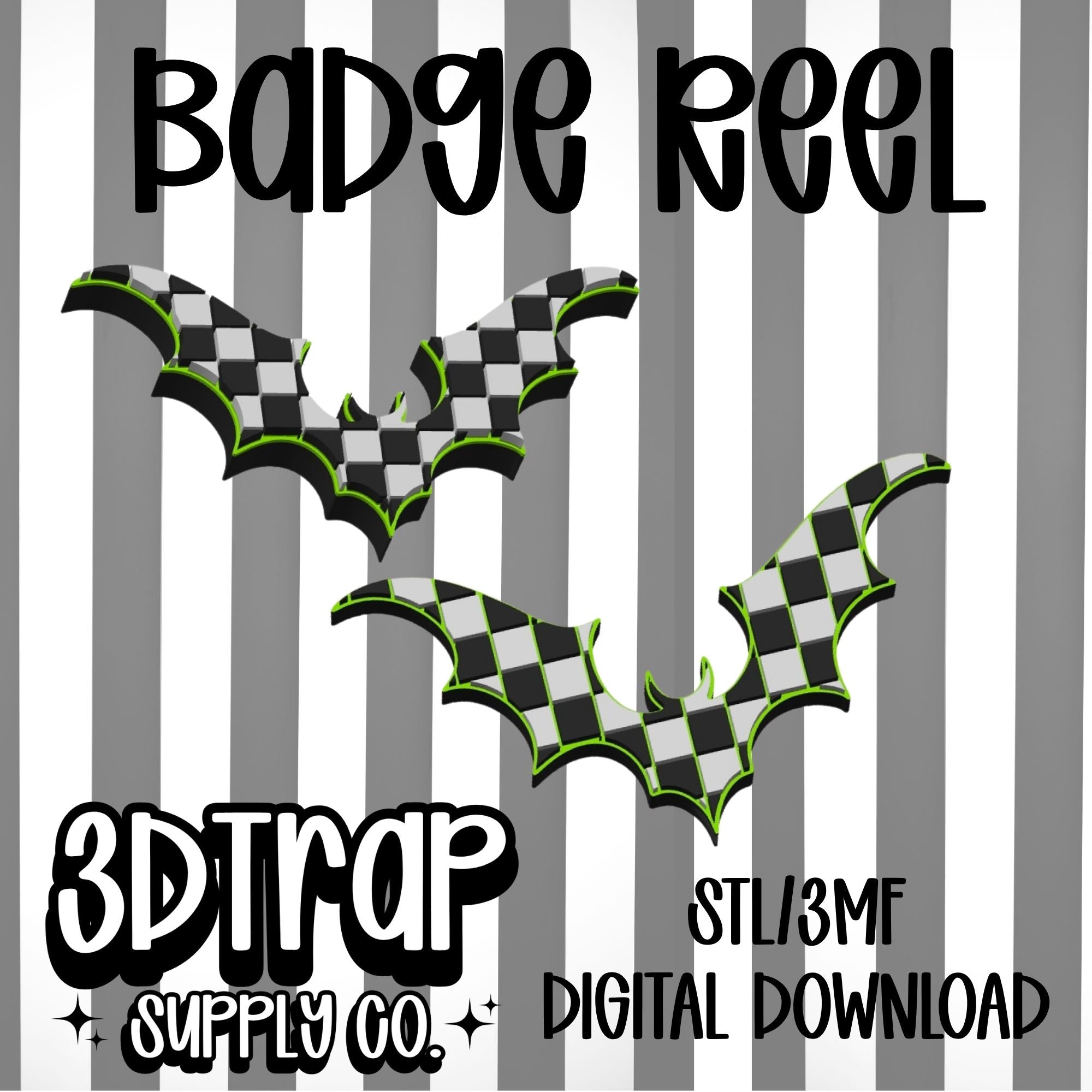 Checker Bat Badge Reel Cover Topper STL/3MF