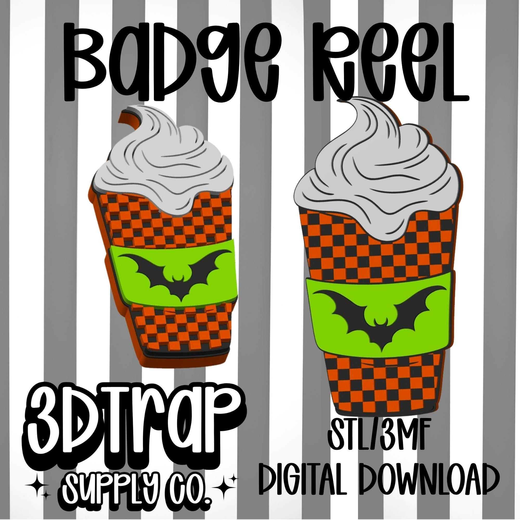 Checker Coffee Badge Reel Cover Topper STL/3MF