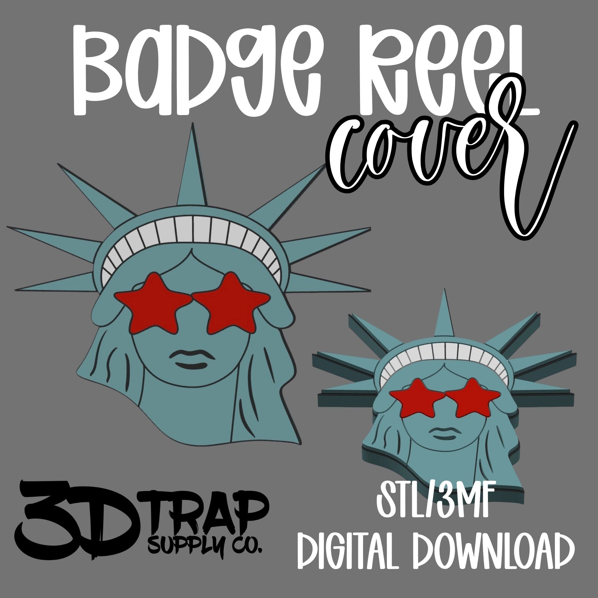 Lady Liberty Badge Reel Cover Topper STL/3MF
