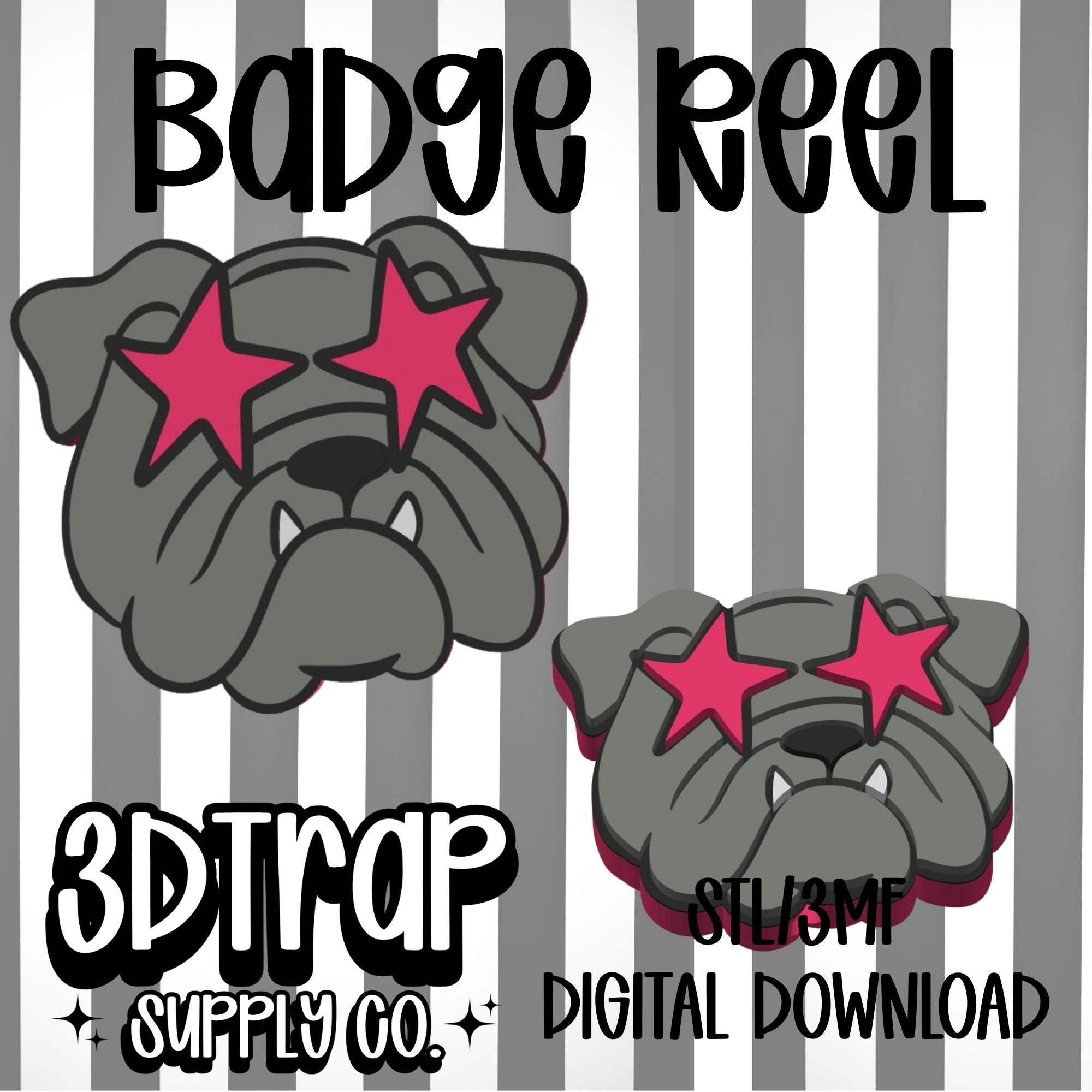 Bulldog Badge Reel Cover Topper STL/3MF