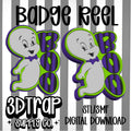 Cute Ghost Badge Reel Cover Topper STL/3MF