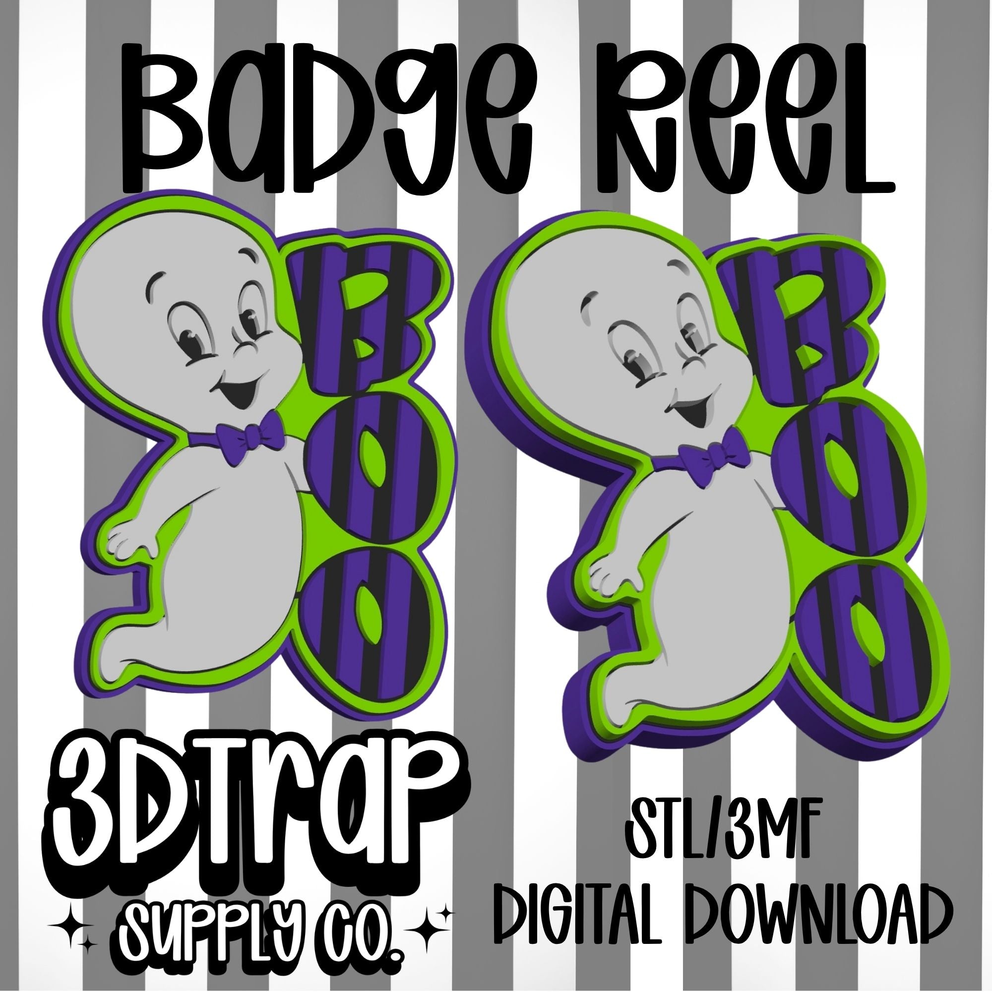 Cute Ghost Badge Reel Cover Topper STL/3MF