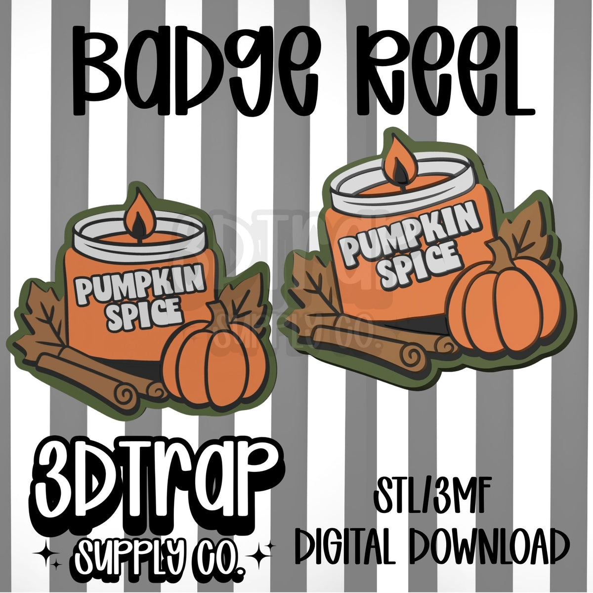Pumpkin Spice Badge Reel Cover Topper STL/3MF