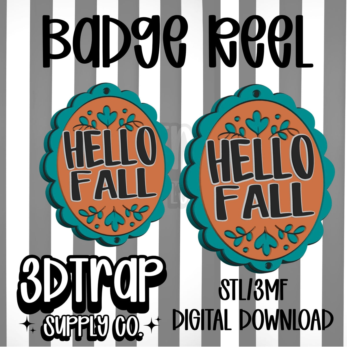 Hello Fall Badge Reel Cover Topper STL/3MF