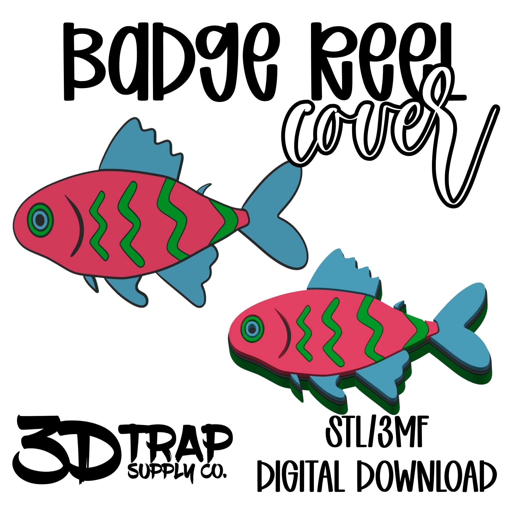 Neon Fish Badge Reel Cover Topper STL/3MF