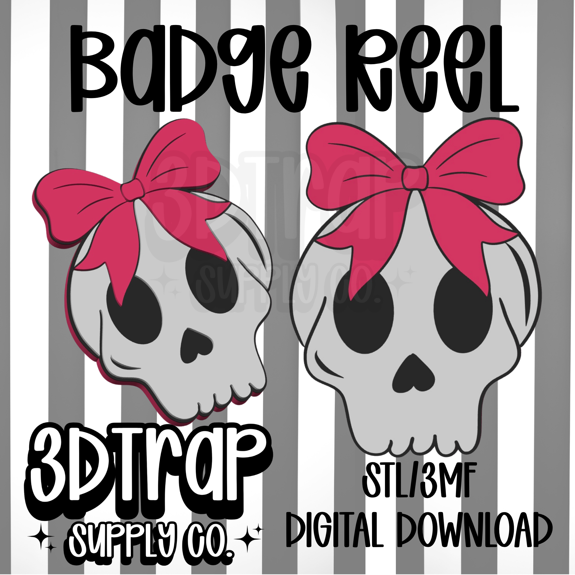 Skull Badge Reel Cover Topper STL/3MF