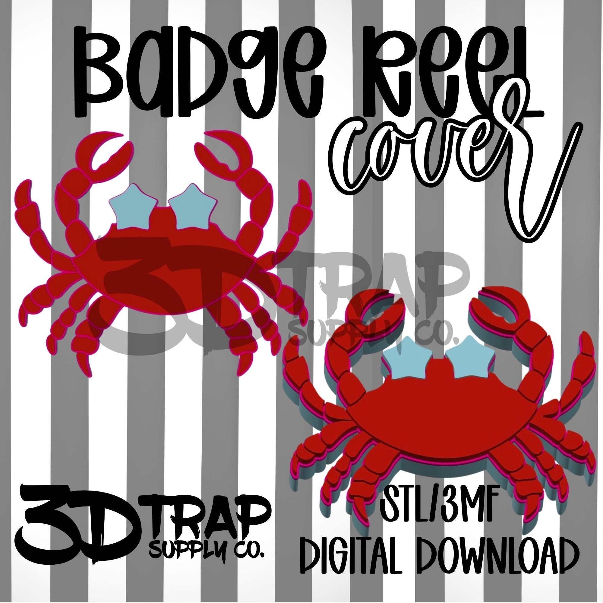 Crab Badge Reel Cover Topper STL/3MF
