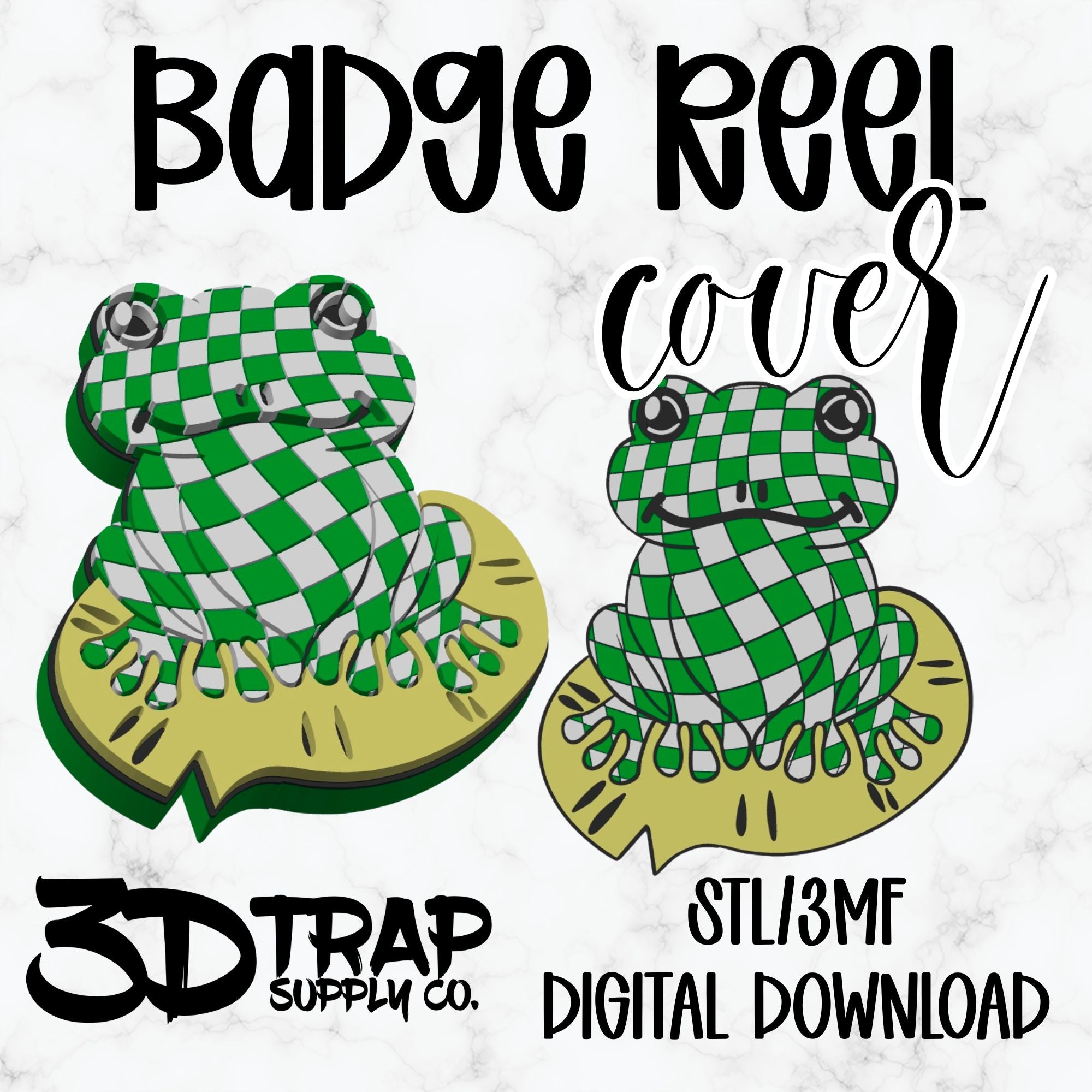 Checker Frog  Badge Reel Cover Topper STL/3MF