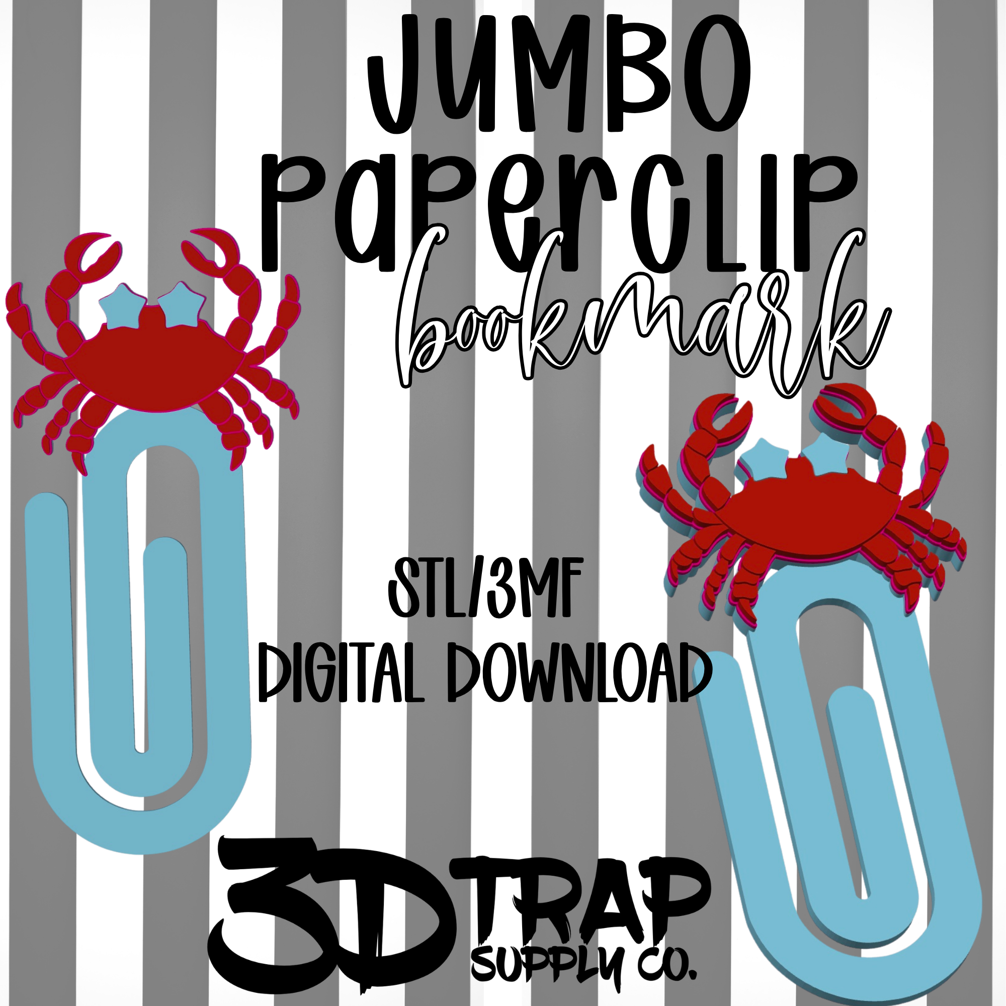 Crab Paperclip Bookmark STL/3MF