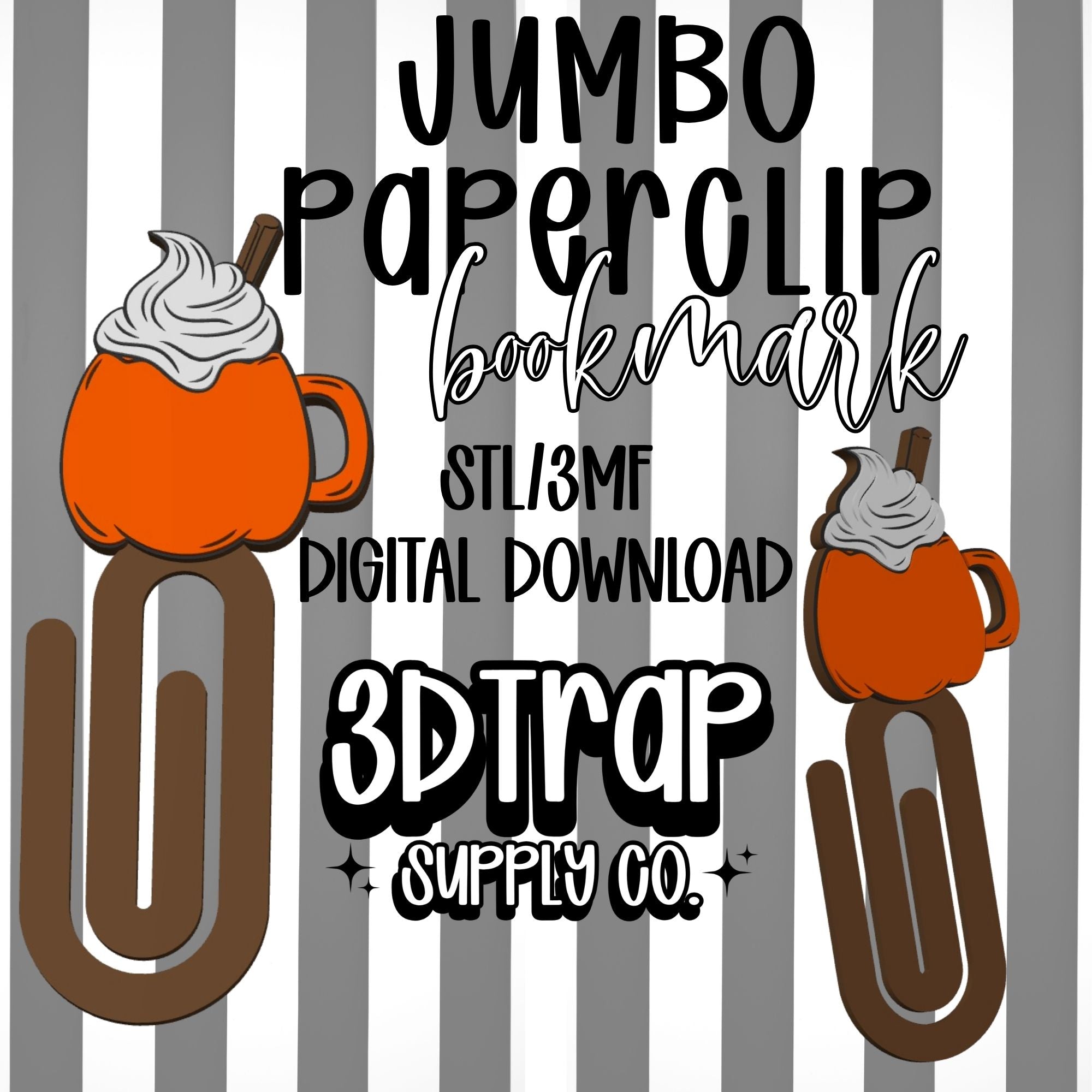 Pumpkin Spice Coffee Mug Paperclip Bookmark STL/3MF