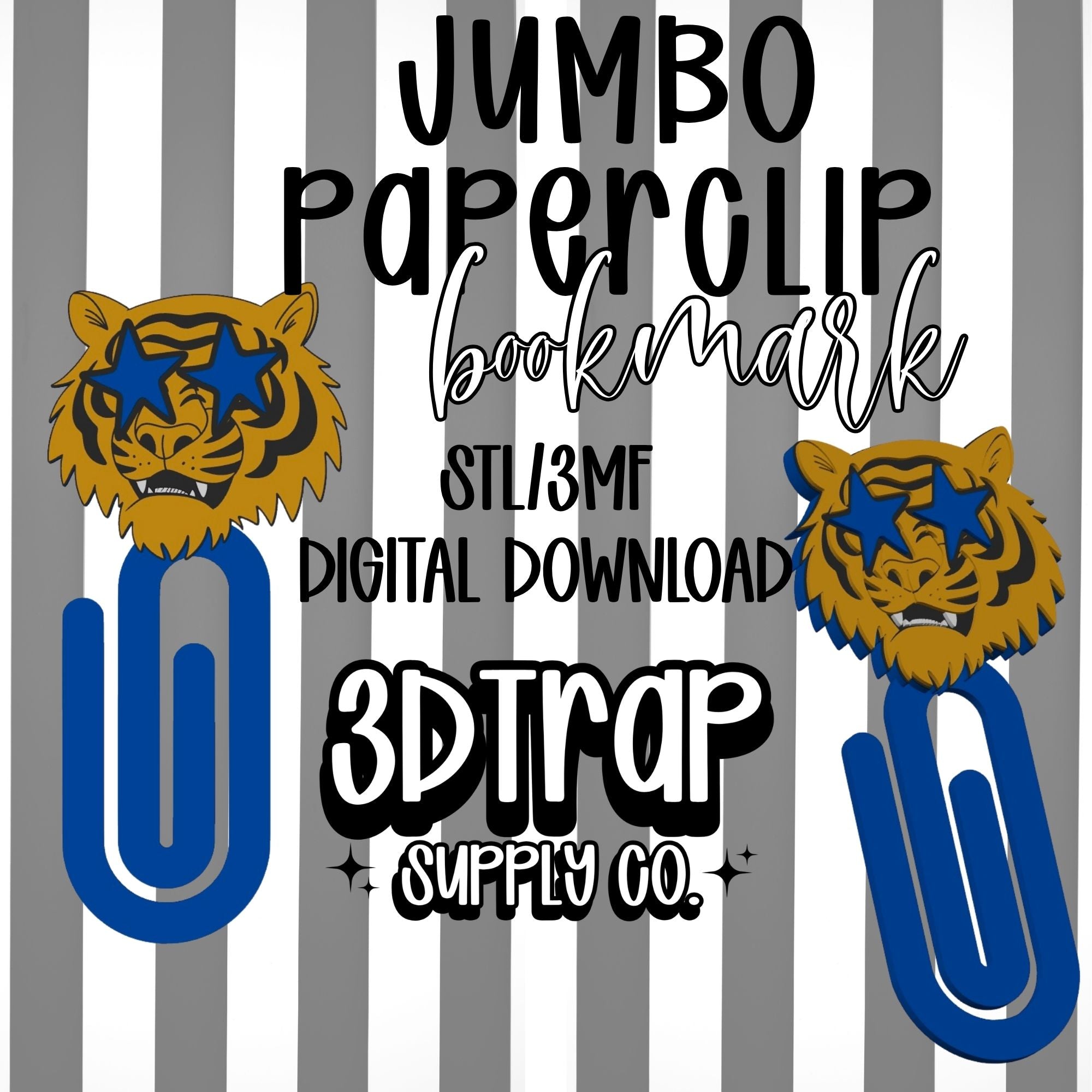 Tiger Paperclip Bookmark STL/3MF