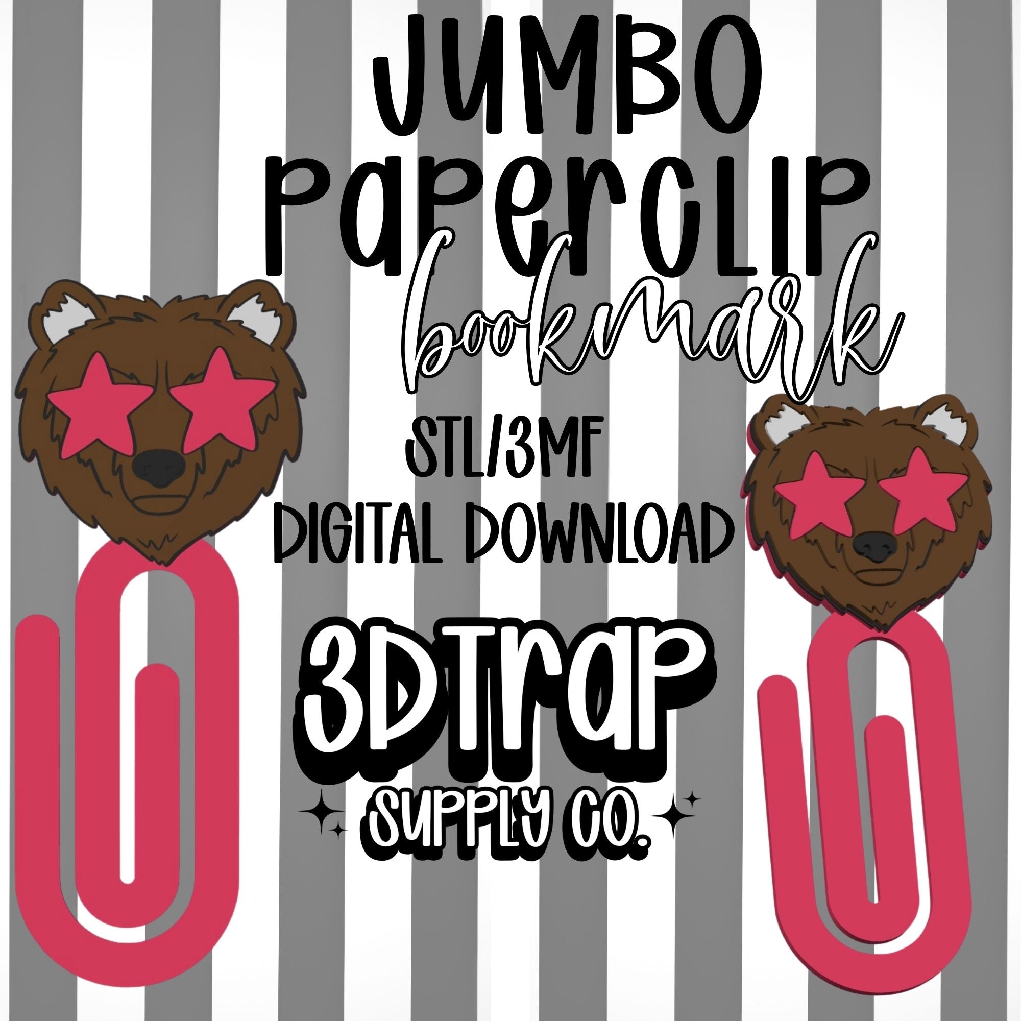 Bear Paperclip Bookmark STL/3MF