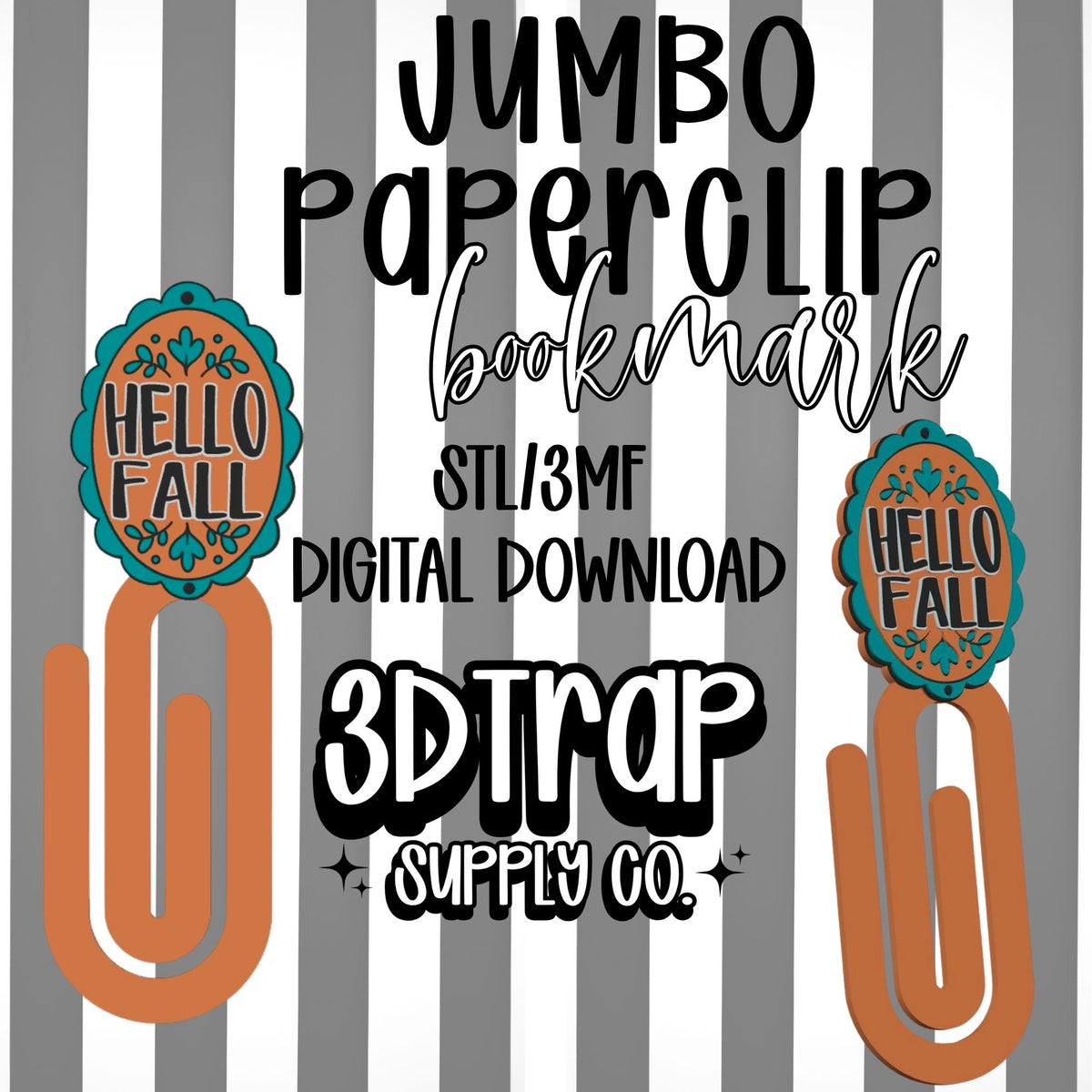 Hello Fall Paperclip Bookmark STL/3MF