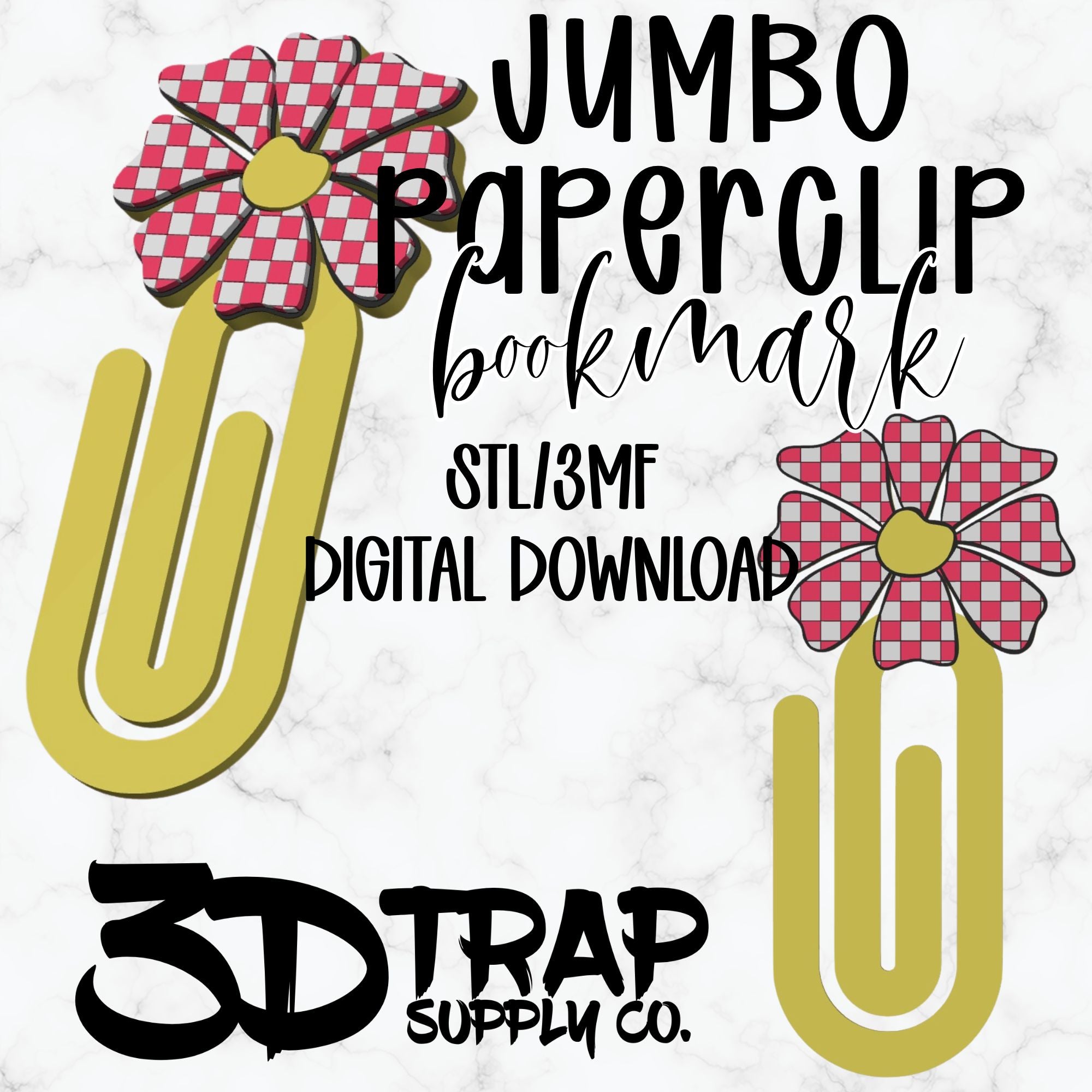 Checker Daisy Paperclip Bookmark STL/3MF