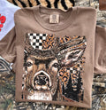 Hunting Deer Checker and Cheetah Graphic T Shirt Unisex | Soft Style Tee | Trendy Casual Everyday Shirt