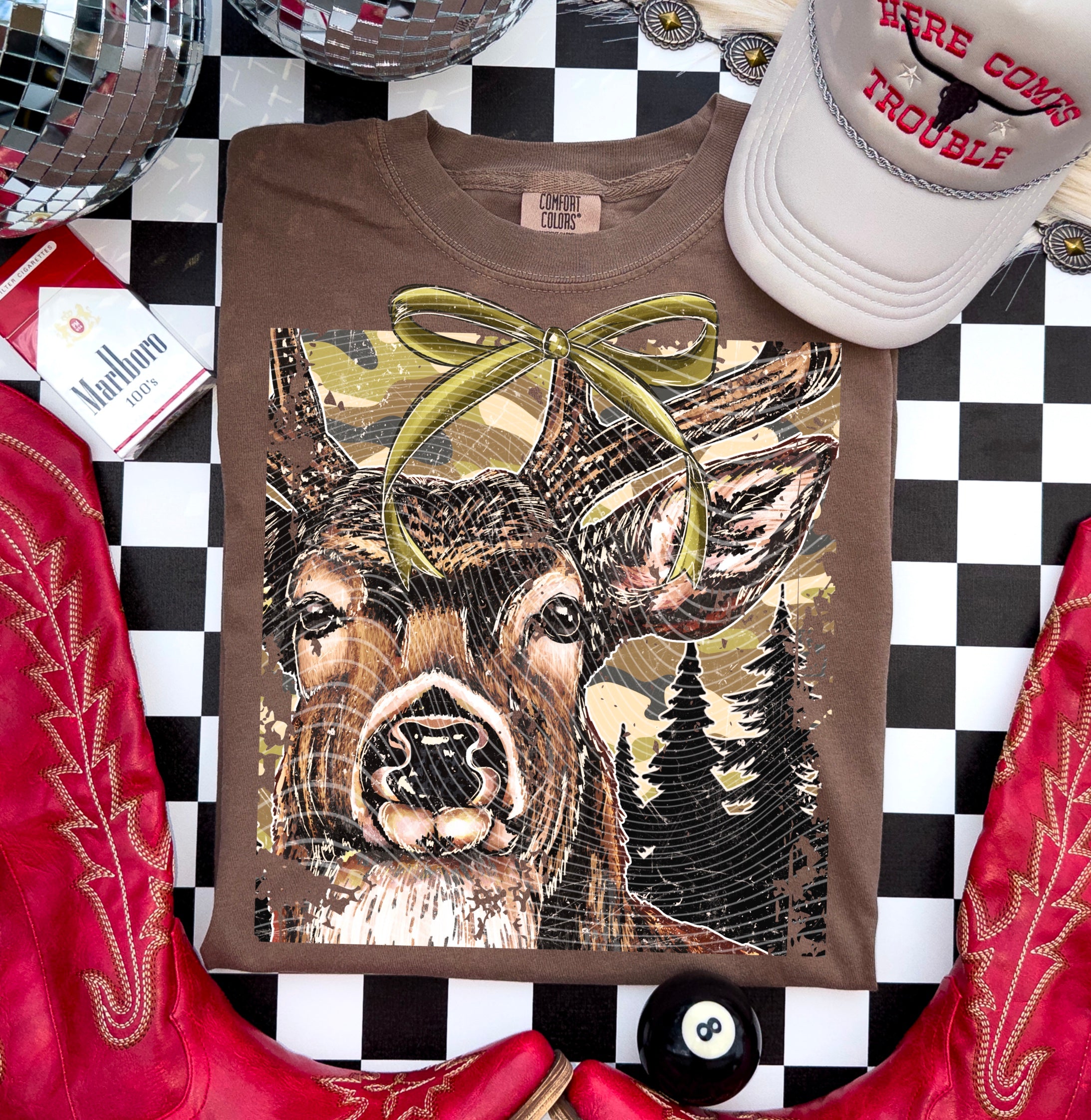 Hunting Deer  Camo Bow Graphic T Shirt Unisex | Soft Style Tee | Trendy Casual Everyday Shirt