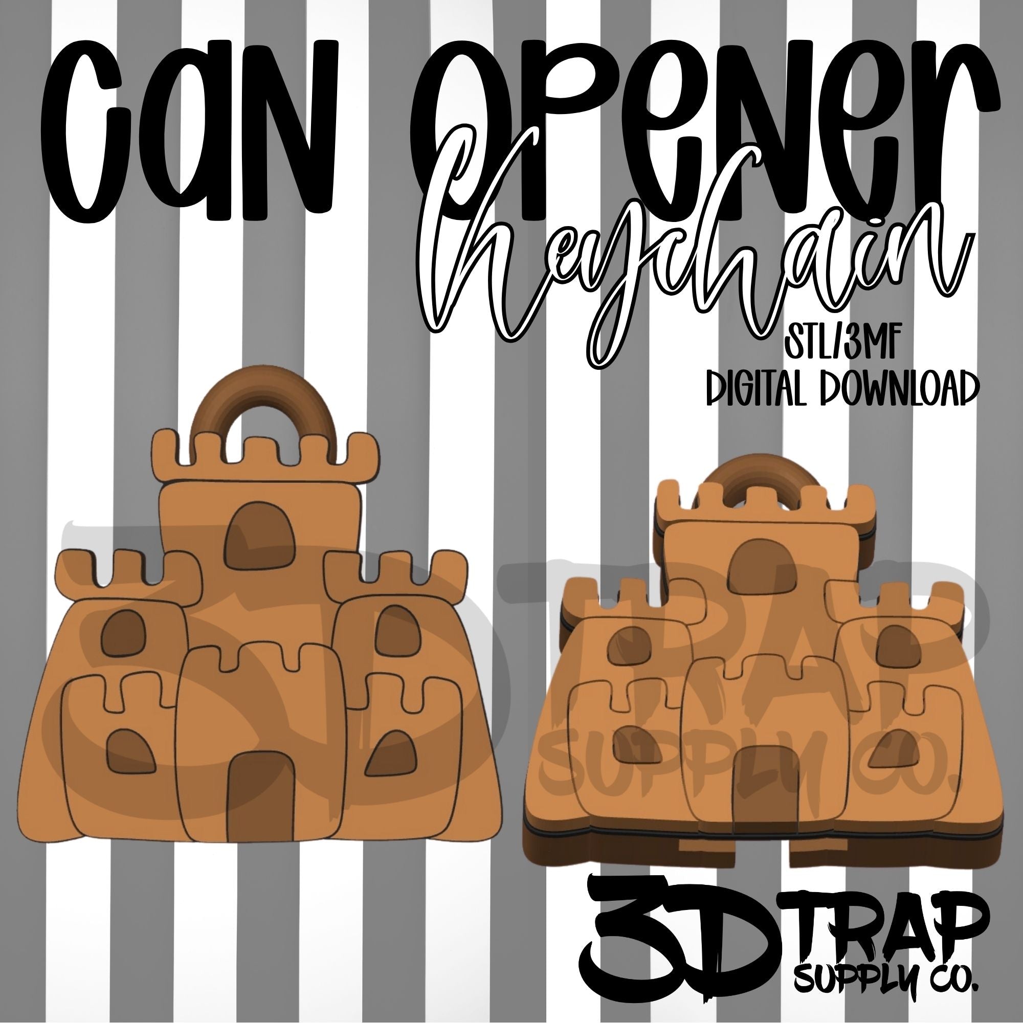 Sand Castle Can Opener Keychain STL/3MF