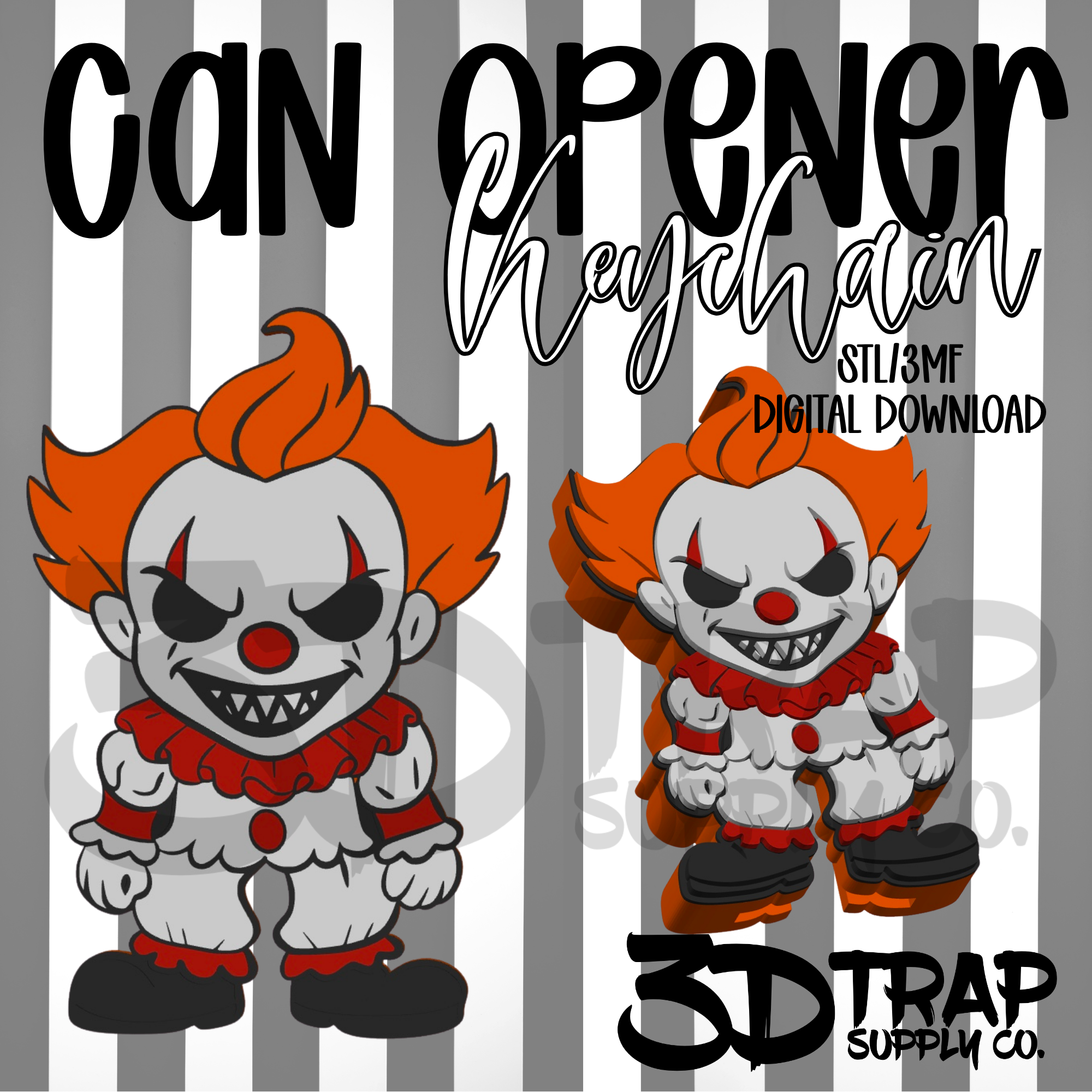 Clown Can Opener Keychain STL/3MF