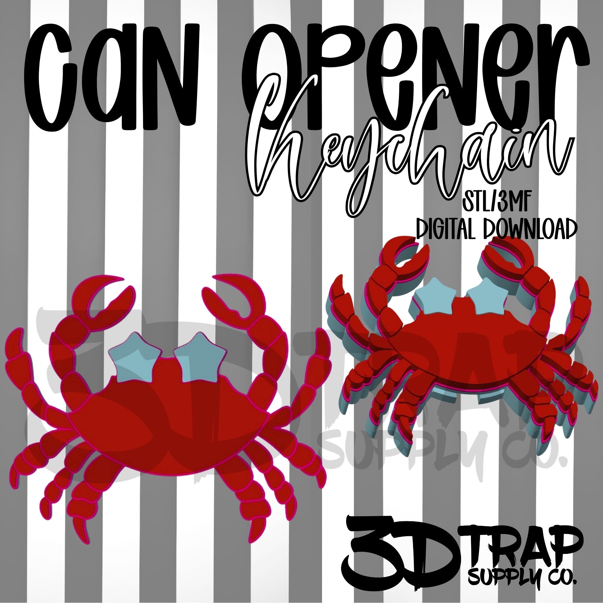 Crab Can Opener Keychain STL/3MF