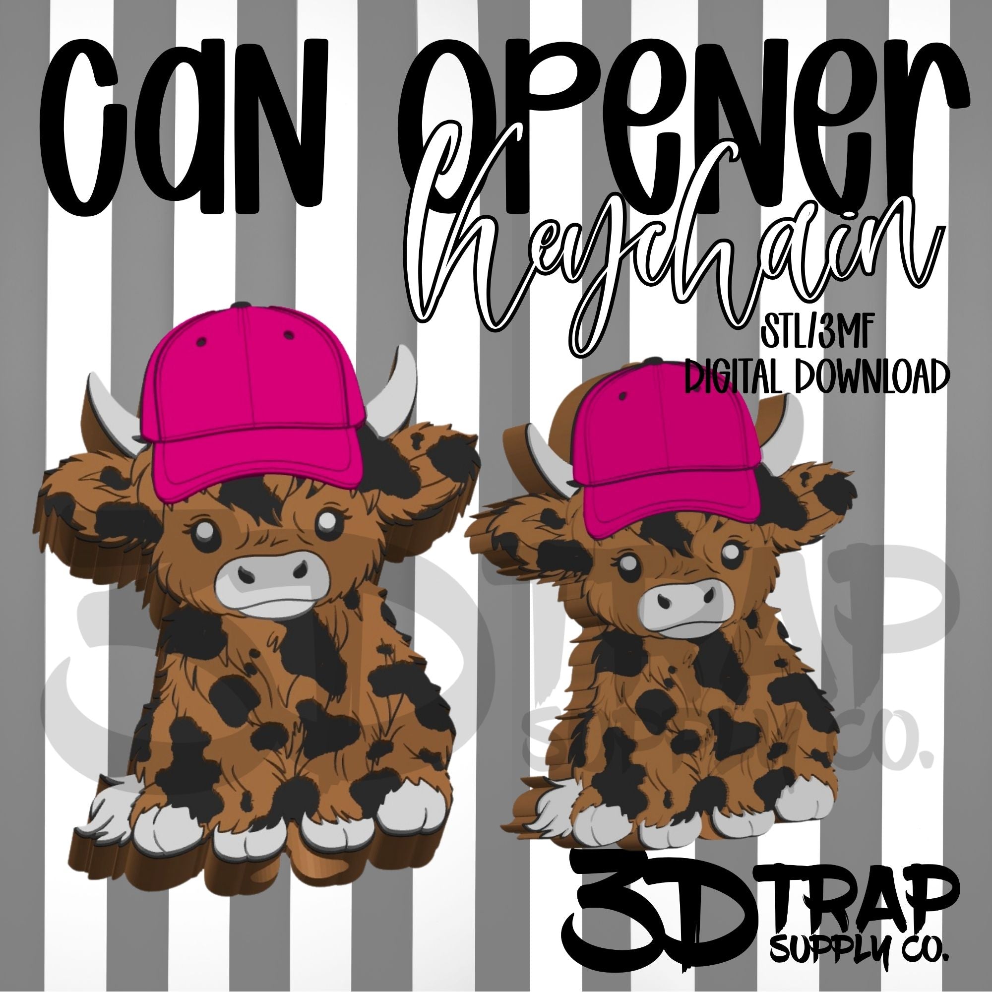 Cow Hat Can Opener Keychain STL/3MF