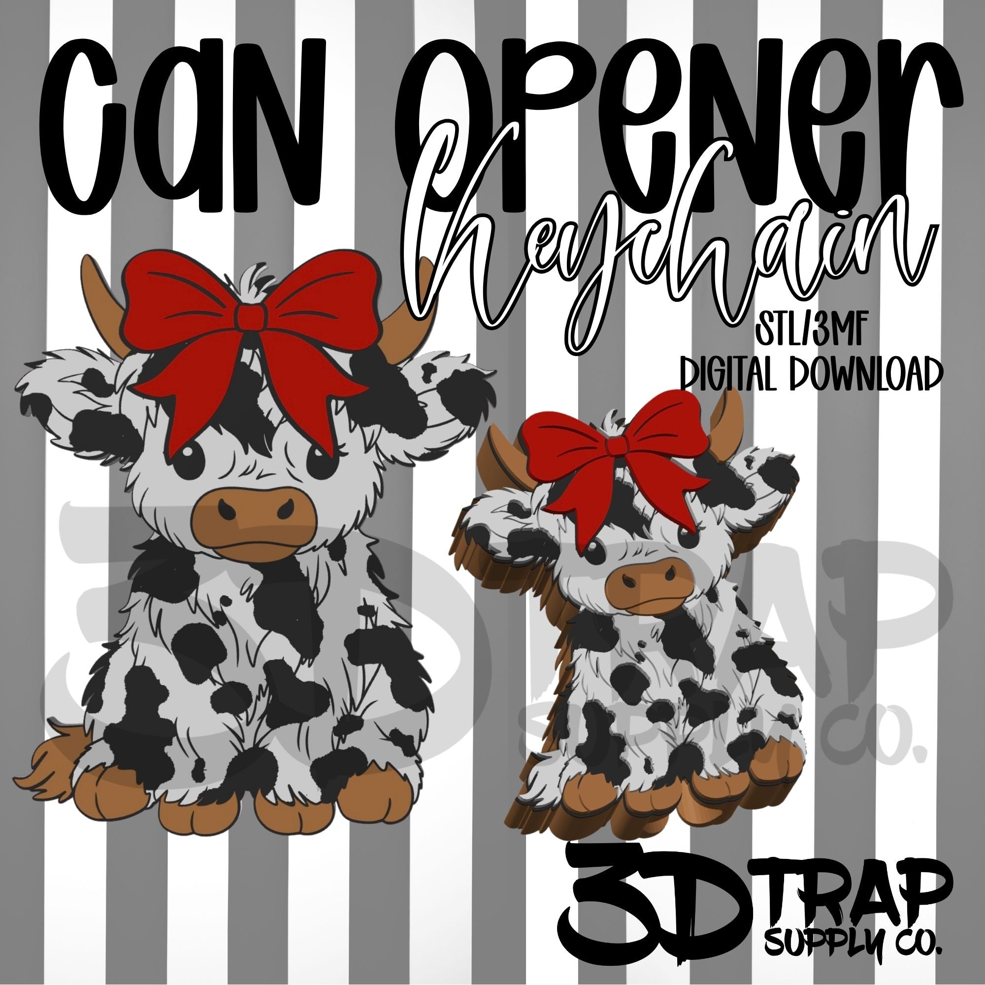 Cow Bow Can Opener Keychain STL/3MF