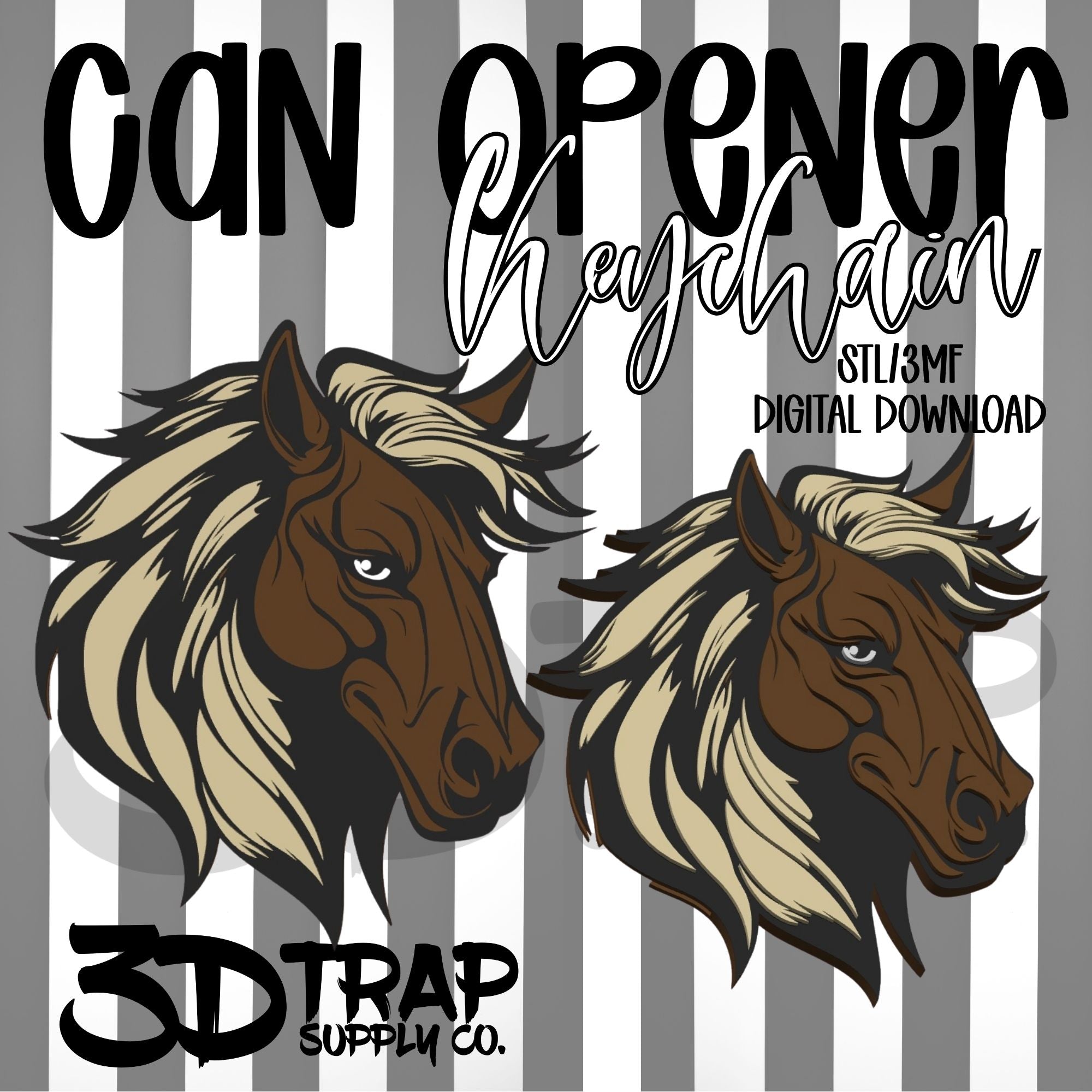 Horse Can Opener Keychain STL/3MF