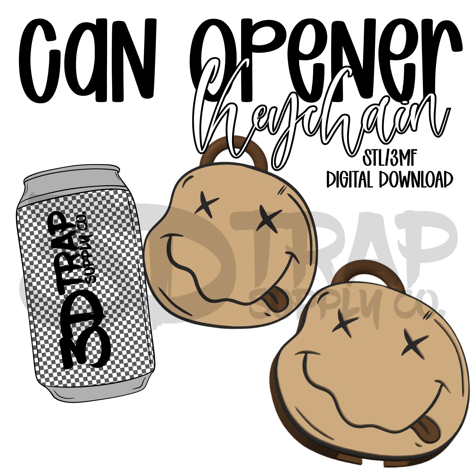 Smiley Face Can Opener Keychain STL/3MF