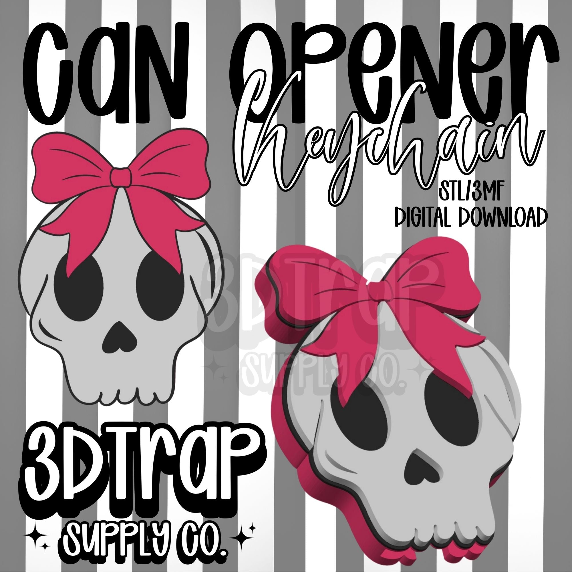 Skull Can Opener Keychain STL/3MF